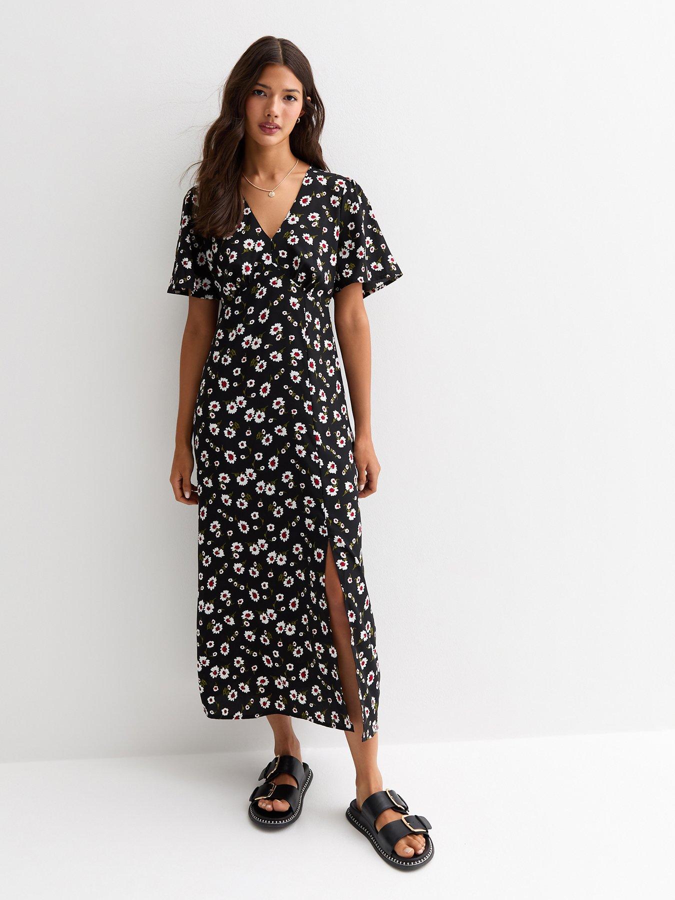 undefined Ditsy Print Midi Dress