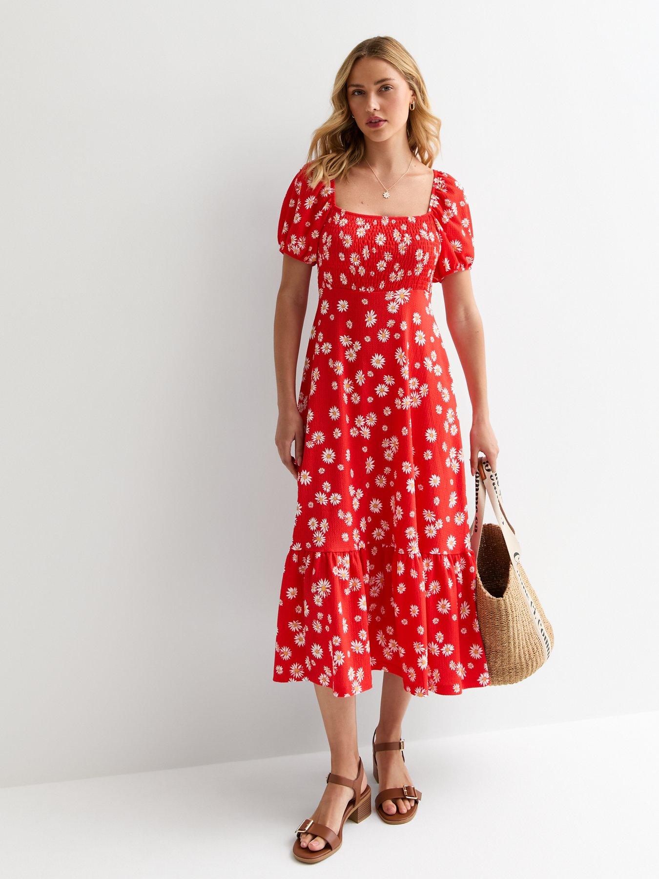 new-look-red-floral-print-square-neck-smocked-midi-dressback