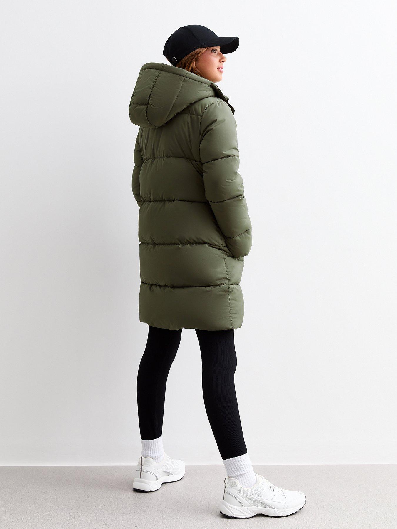 Image 3 of 4 of New Look 915 Girls Khaki Padded Hooded Midi Coat