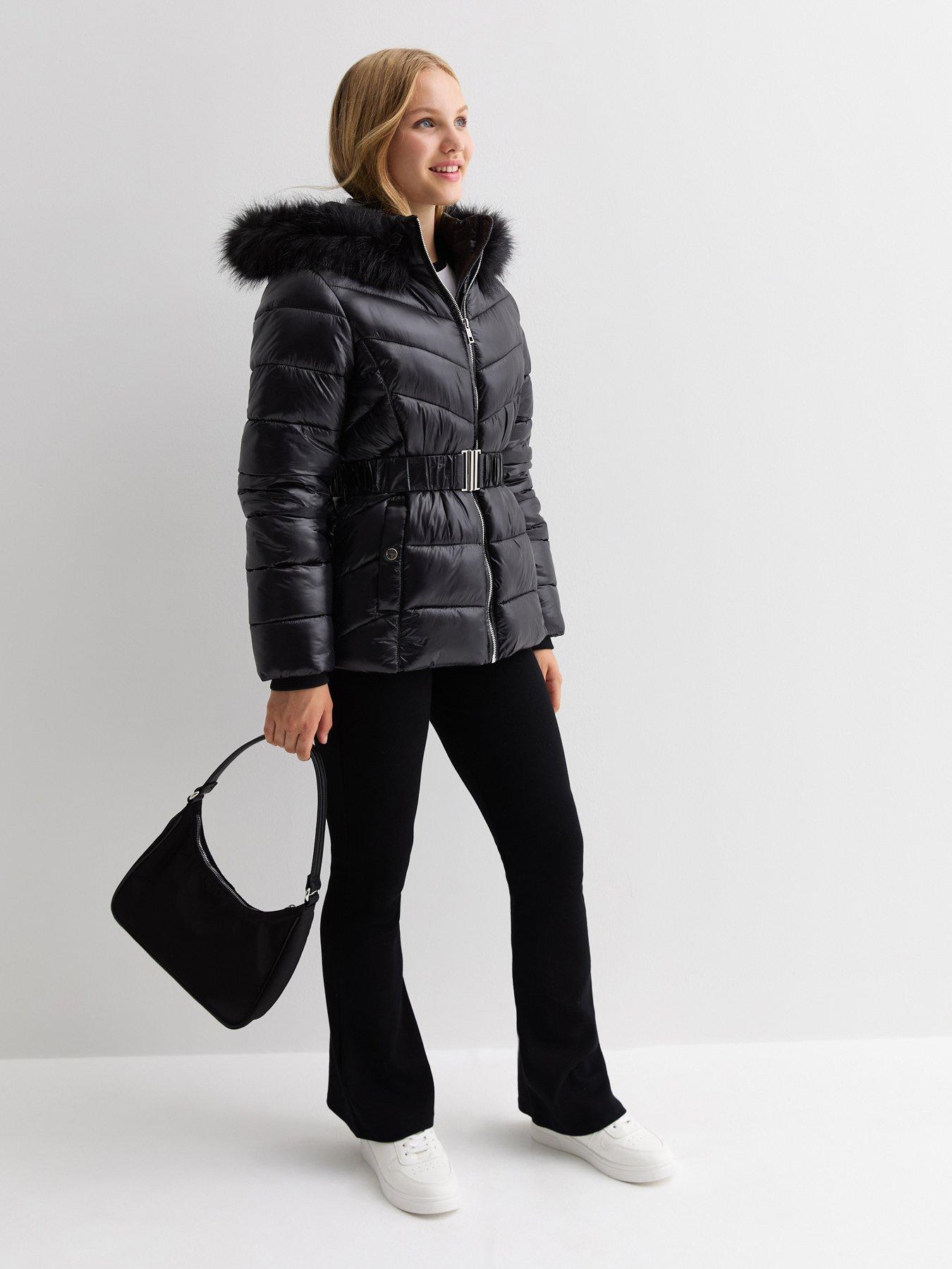 new-look-915-girls-black-wet-look-belted-padded-coatstillFront