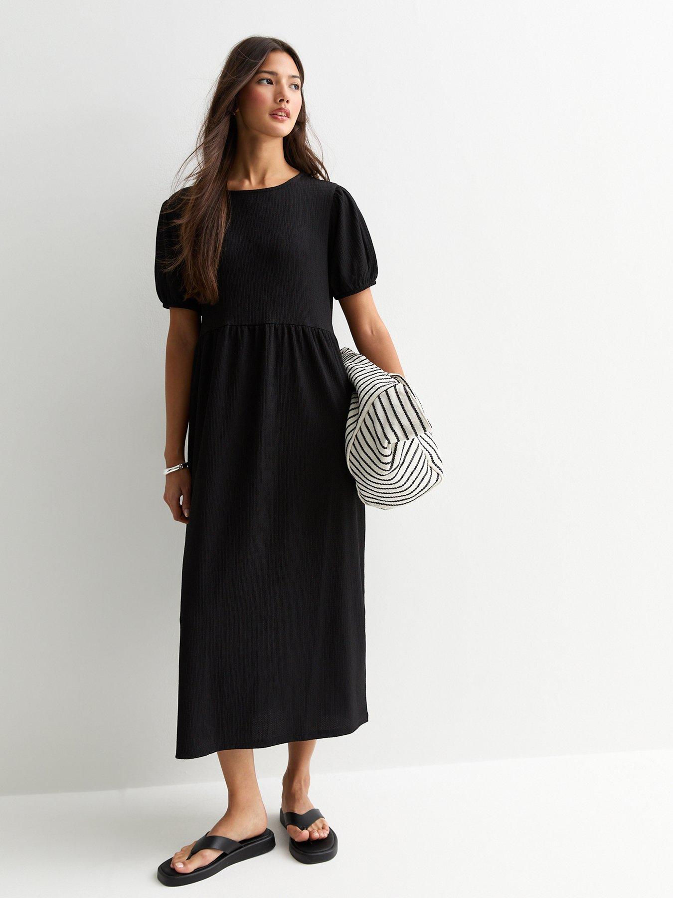 new-look-crinkled-short-sleeved-midi-dress-blackback