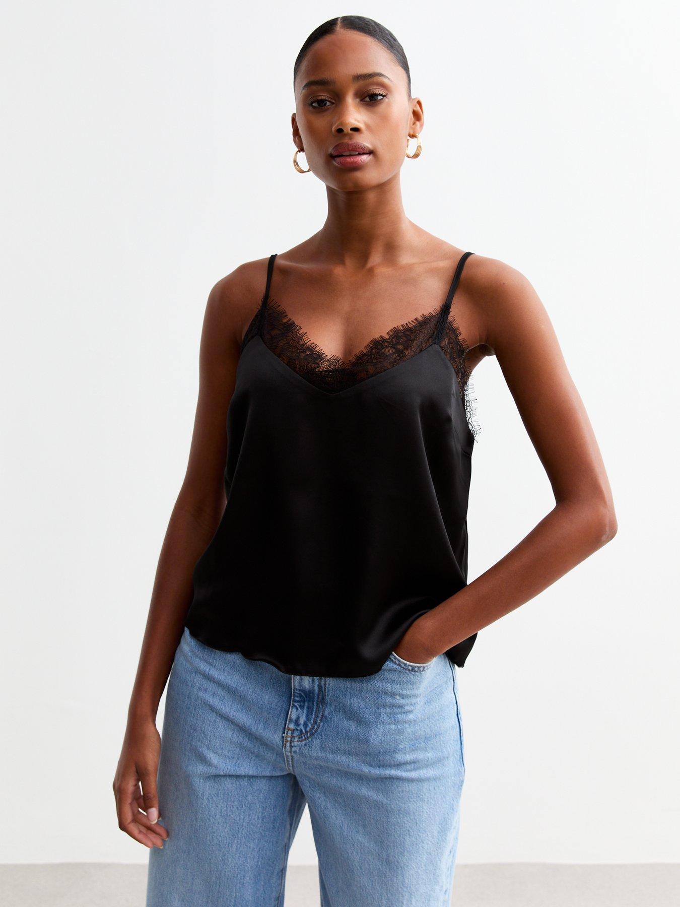 new-look-black-satin-lace-trim-cami-top