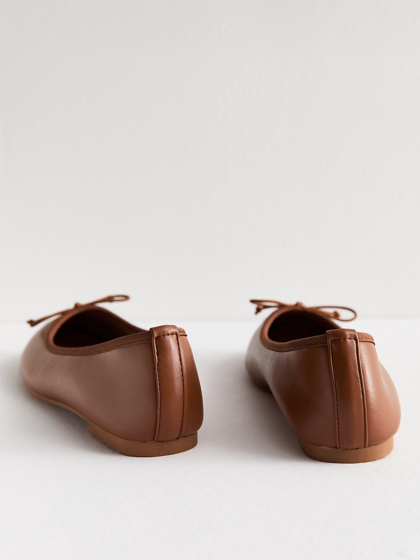 new-look-tan-bow-trim-flat-leather-look-ballerina-shoesback