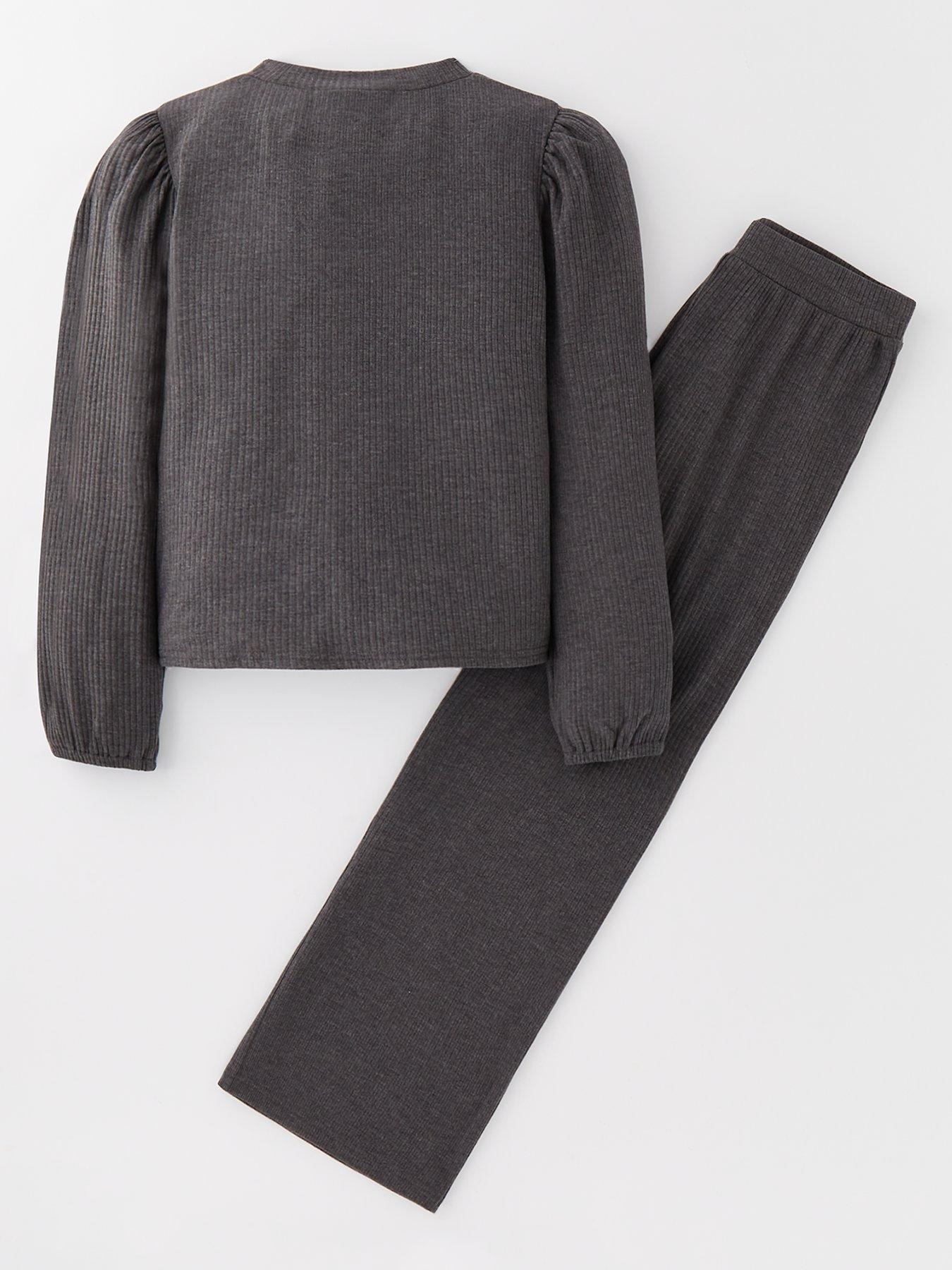 v-by-very-girls-dark-grey-snit-tie-front-crew-neck-jumper-and-trouser-setback