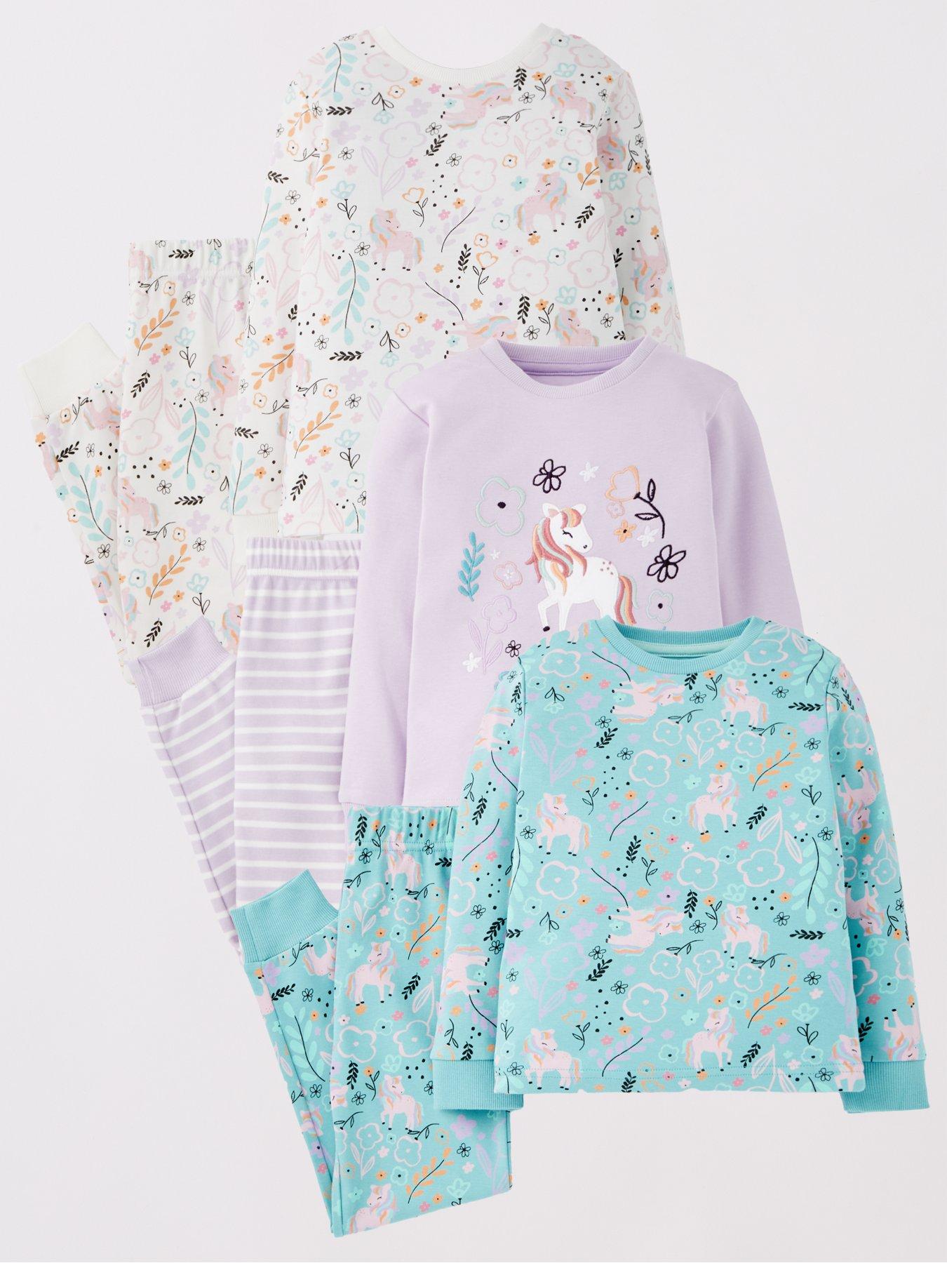 Image 1 of 5 of Mini V by Very Girls Unicorn 3 Pack Pyjama Set - Multi