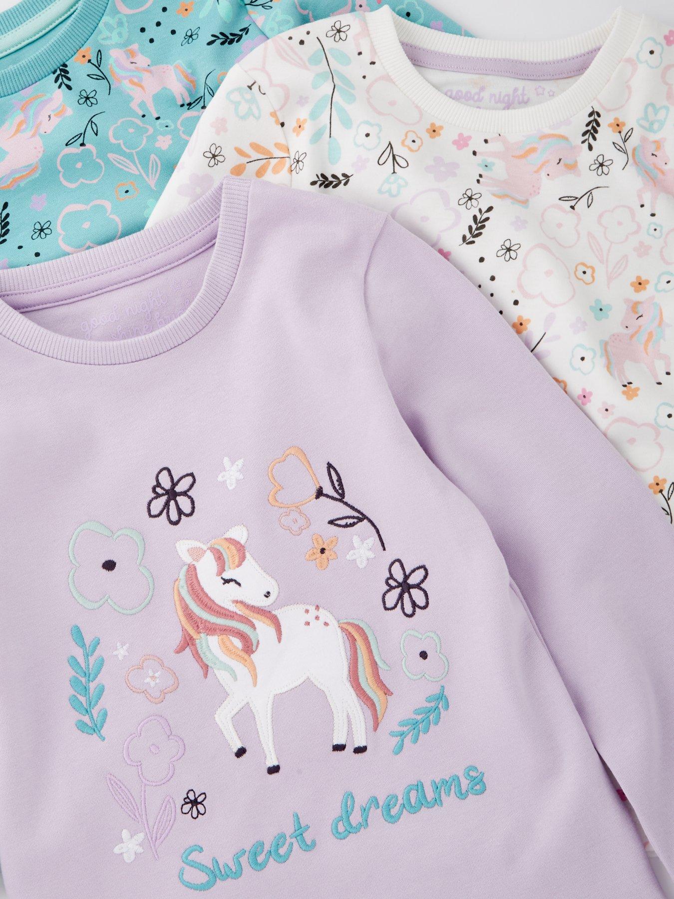 Image 4 of 5 of Mini V by Very Girls Unicorn 3 Pack Pyjama Set - Multi