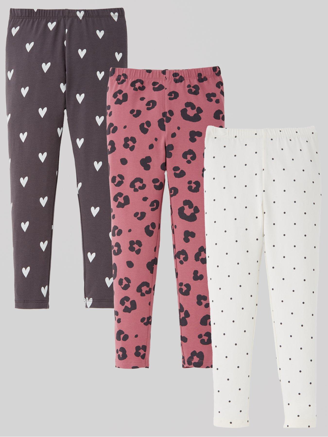 Image 1 of 5 of Mini V by Very Girls 3 Pack Spot, Heart And Leopard Leggings - Multi