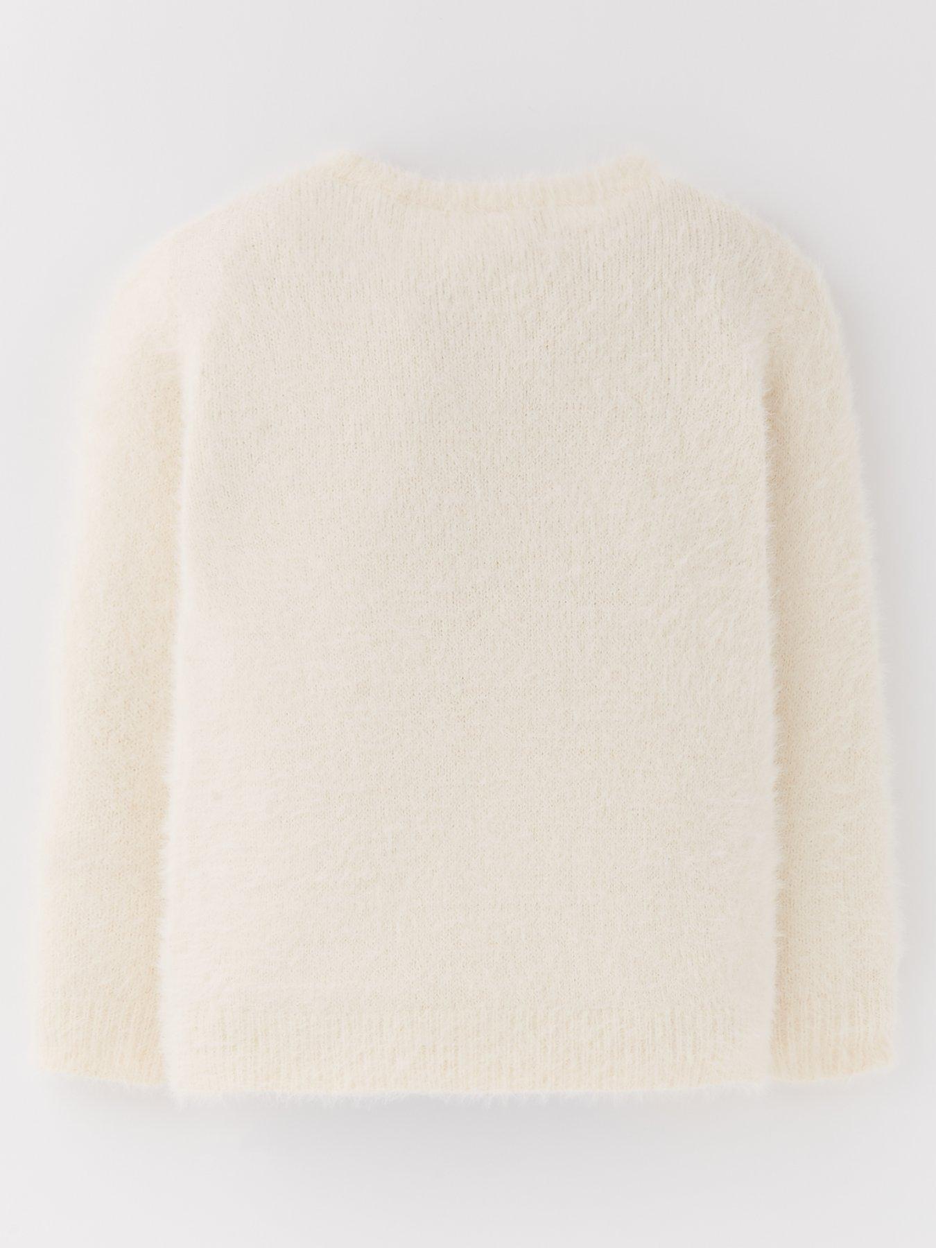 Image 2 of 4 of Mini V by Very Girls Fluffy Eyelash Yarn Cardigan - Cream