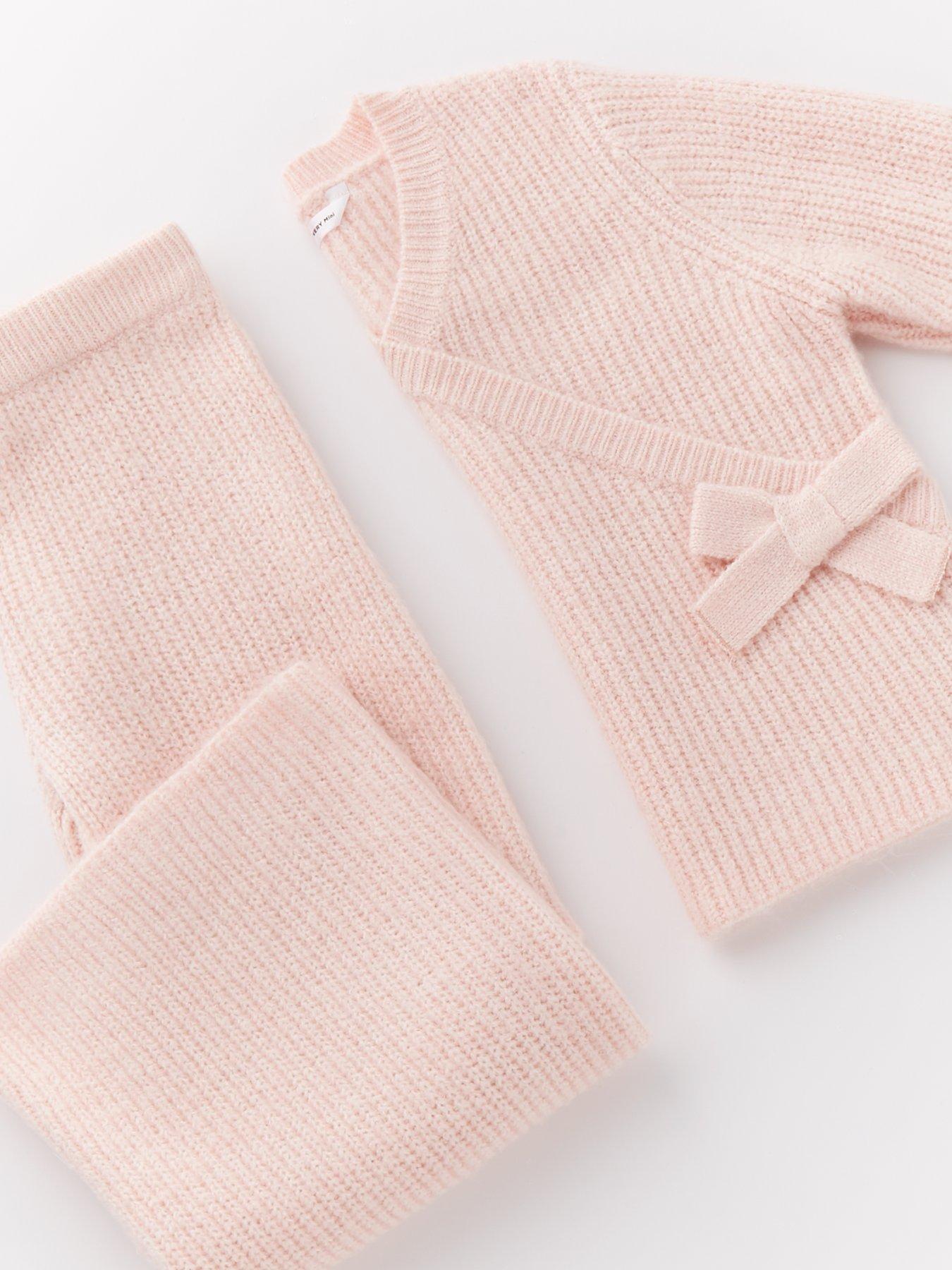 mini-v-by-very-girls-knitted-mock-wrap-jumper-and-flare-trouser-set-pinkdetail