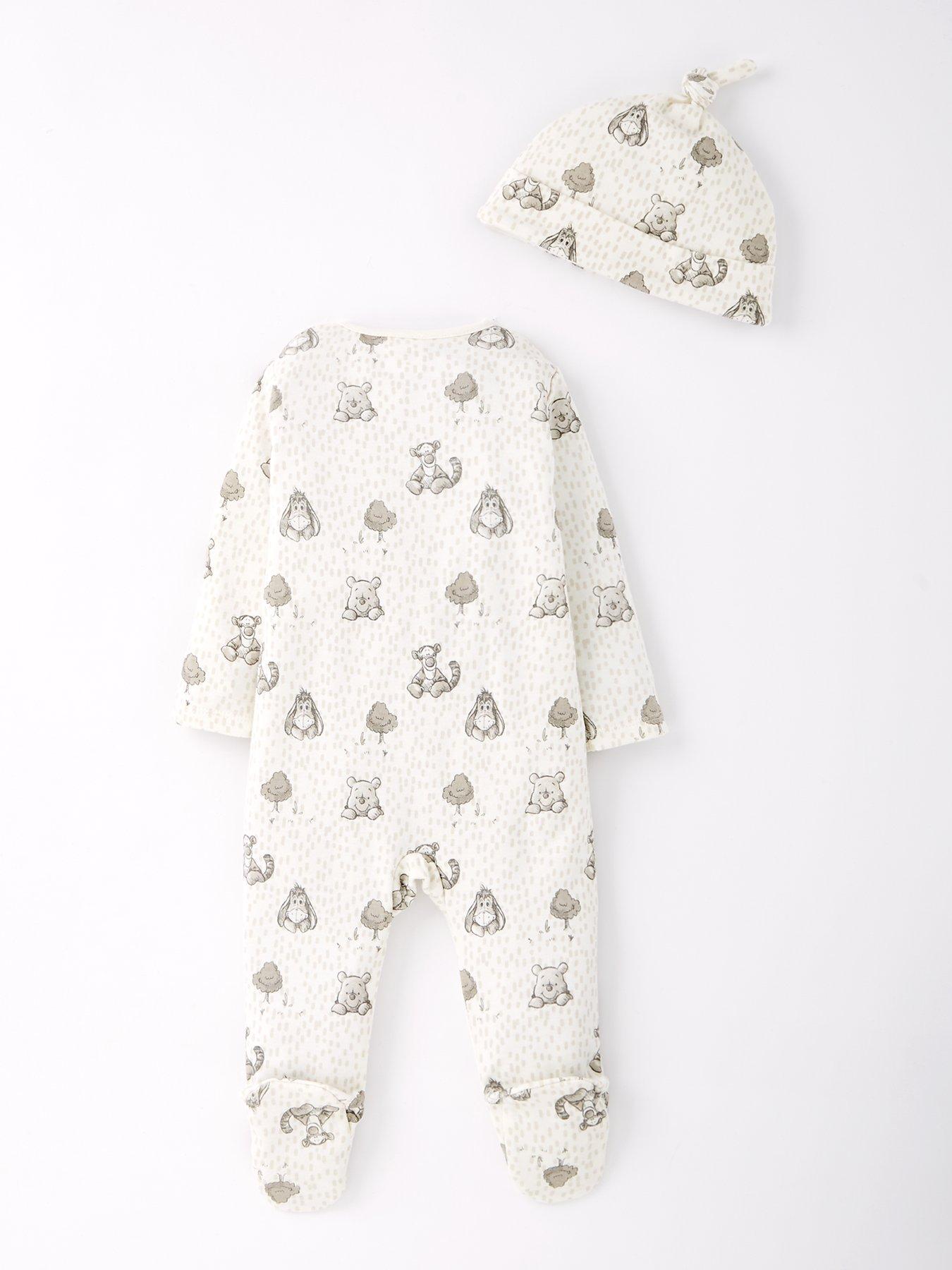 Image 2 of 4 of Winnie The Pooh Baby Disney Winnie The Pooh 2 Piece Sleepsuit And Hat Set - White