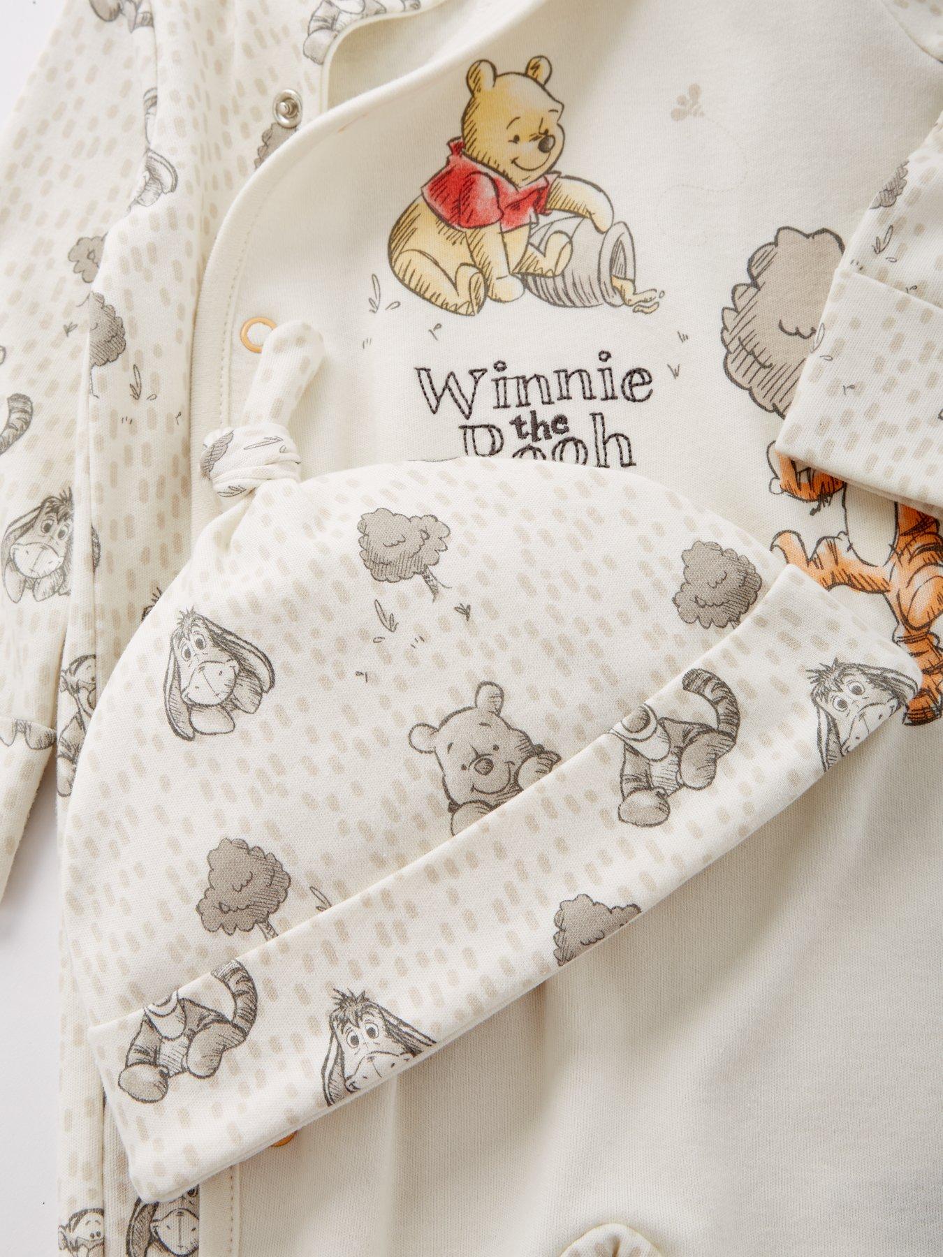 Image 4 of 4 of Winnie The Pooh Baby Disney Winnie The Pooh 2 Piece Sleepsuit And Hat Set - White