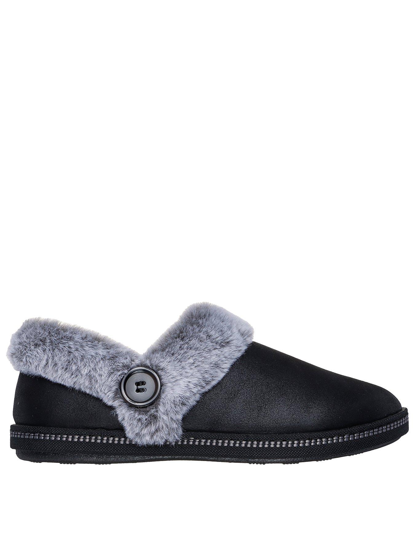 skechers-button-open-quarter-memory-foam-slippers-blackfront