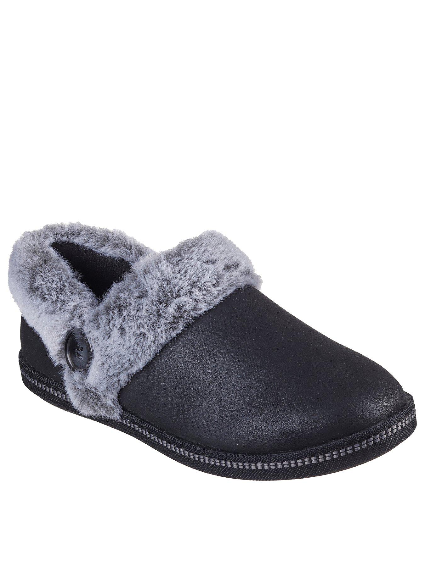 skechers-button-open-quarter-memory-foam-slippers-blackstillFront