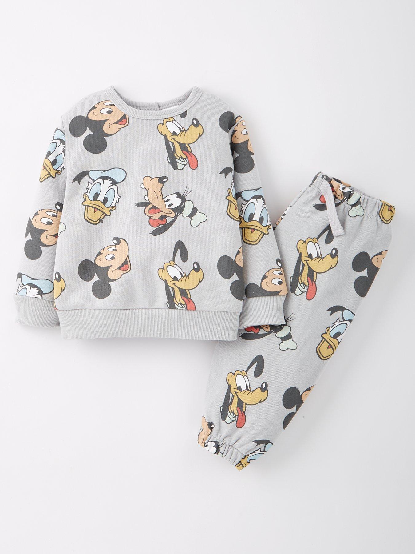 Image 1 of 4 of Mickey Mouse Baby Disney Mickey Mouse 2 Piece All Over Print Sweat And Jogger Set
