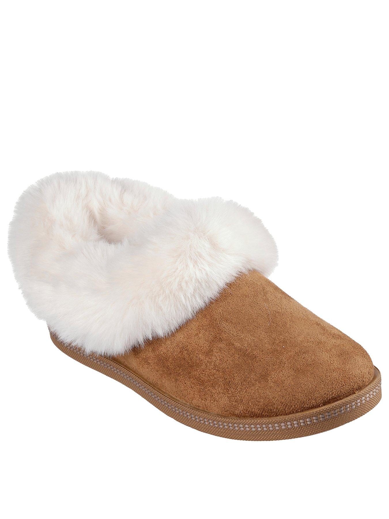 skechers-cuff-faux-fur-trim-memory-foam-slippers-brownstillFront