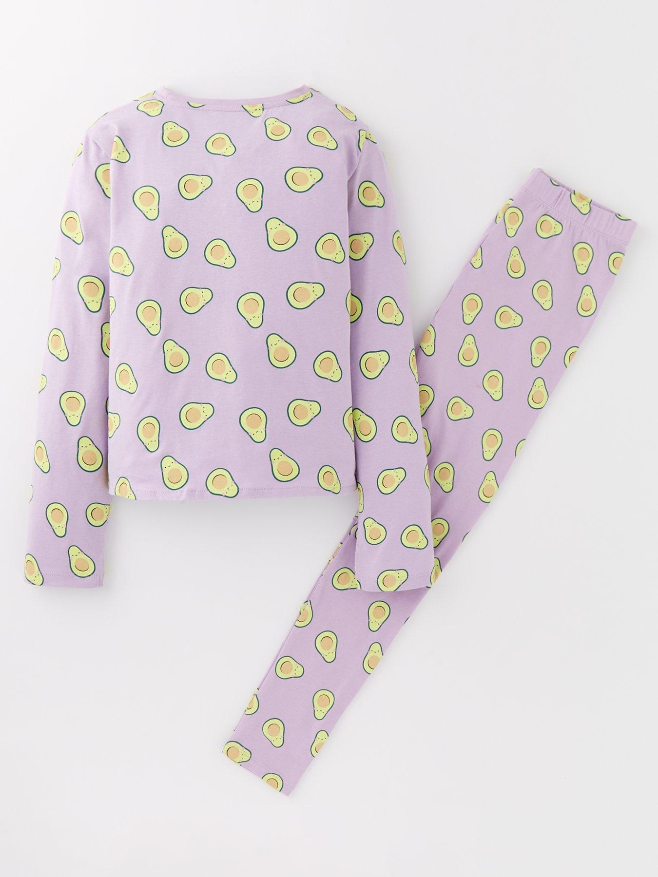 v-by-very-girls-avocado-print-tie-front-pyjama-setback