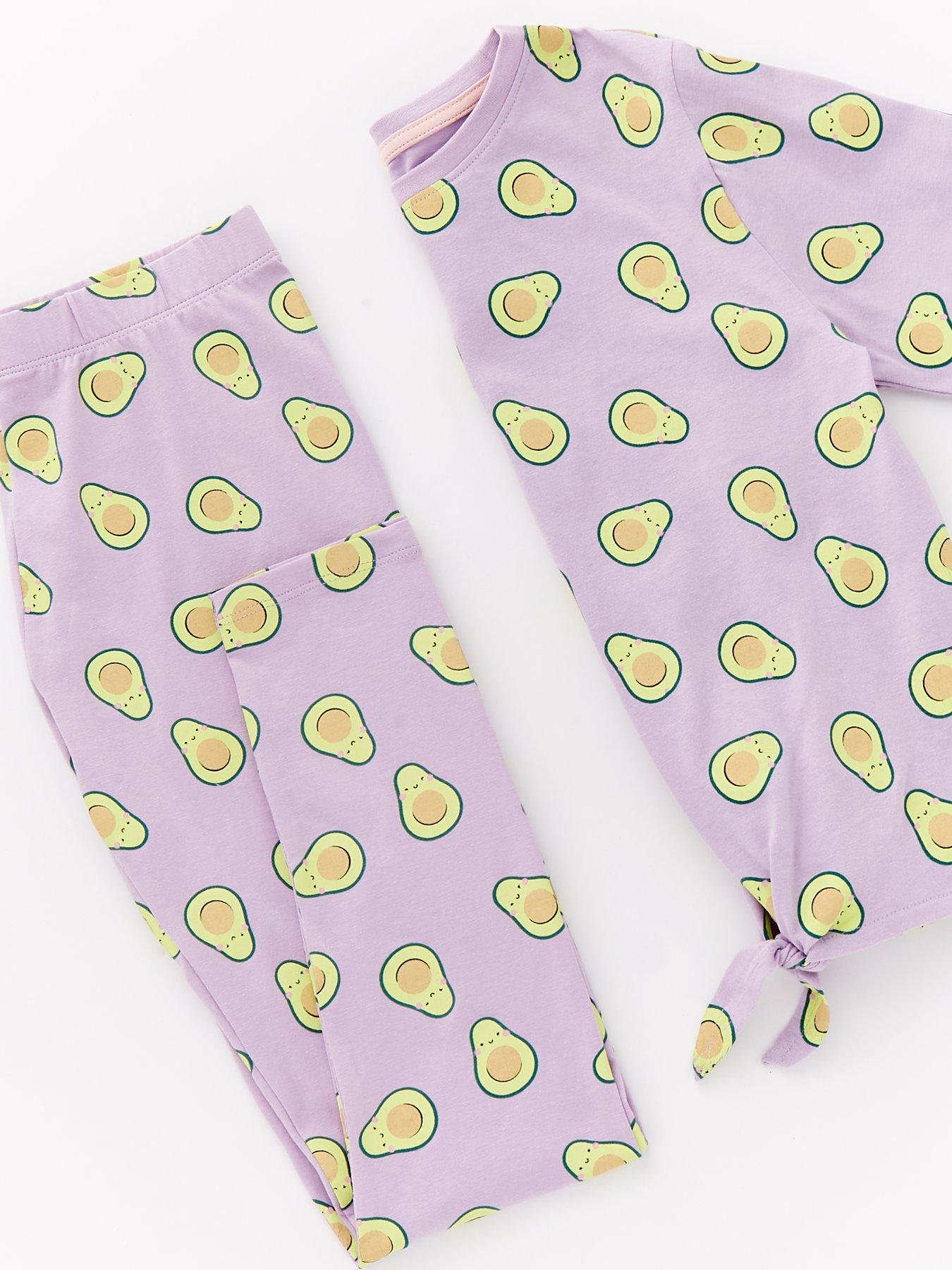 v-by-very-girls-avocado-print-tie-front-pyjama-setdetail