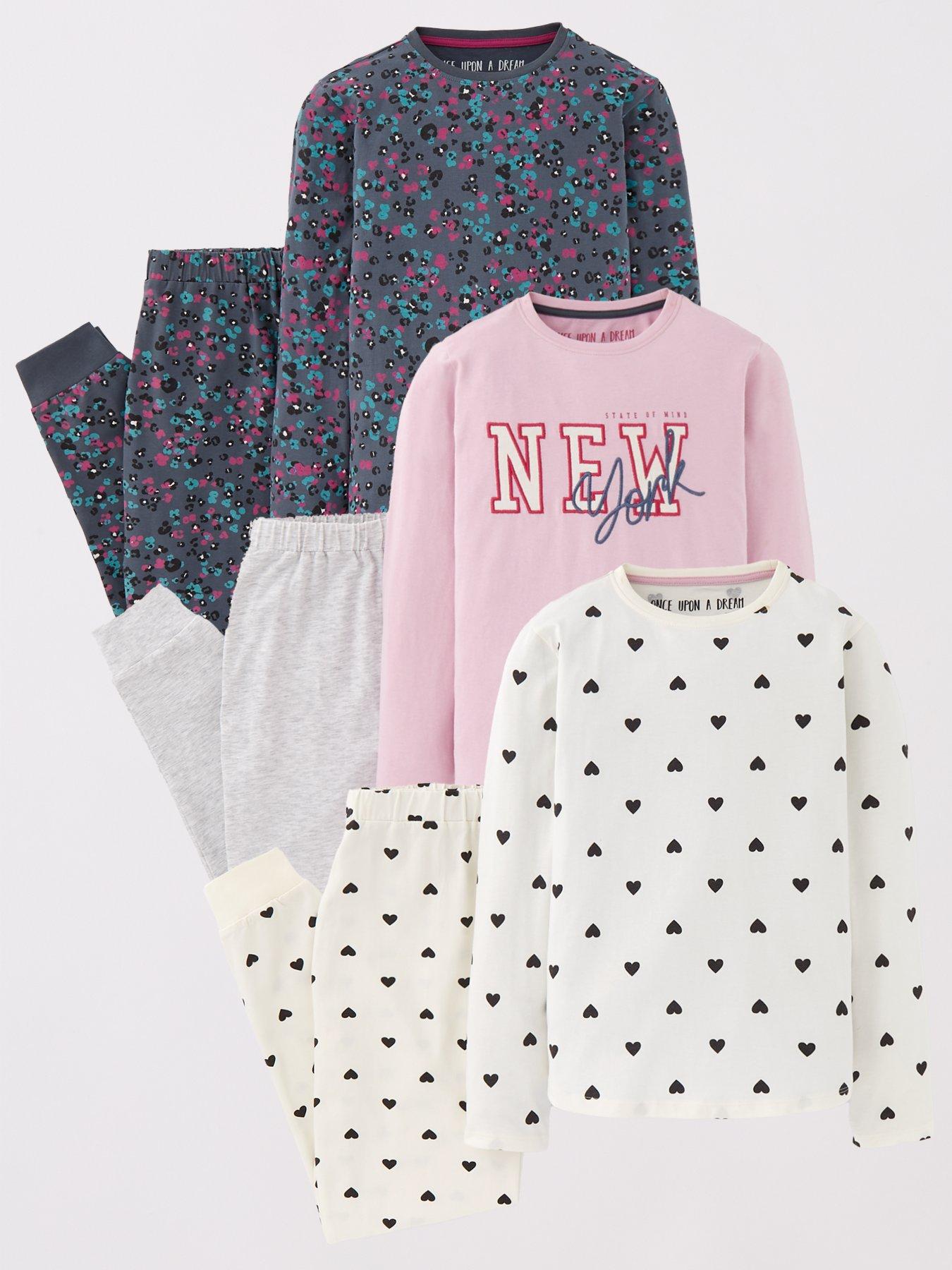 Image 1 of 5 of V by Very Girls 3 Pack New York, Animal And Spot Pyjama Set