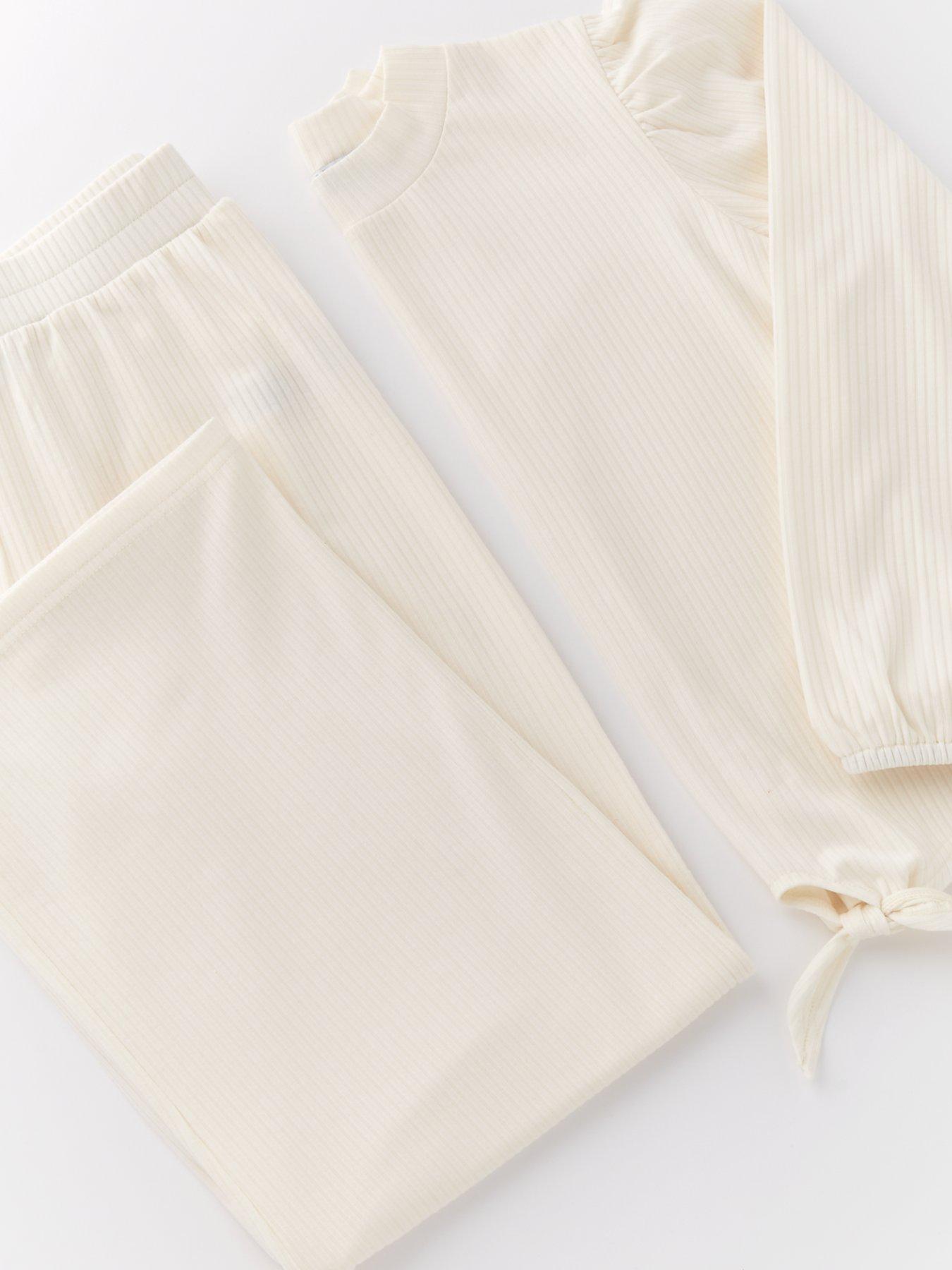 v-by-very-girls-cream-snit-tie-front-crew-and-trouser-setdetail