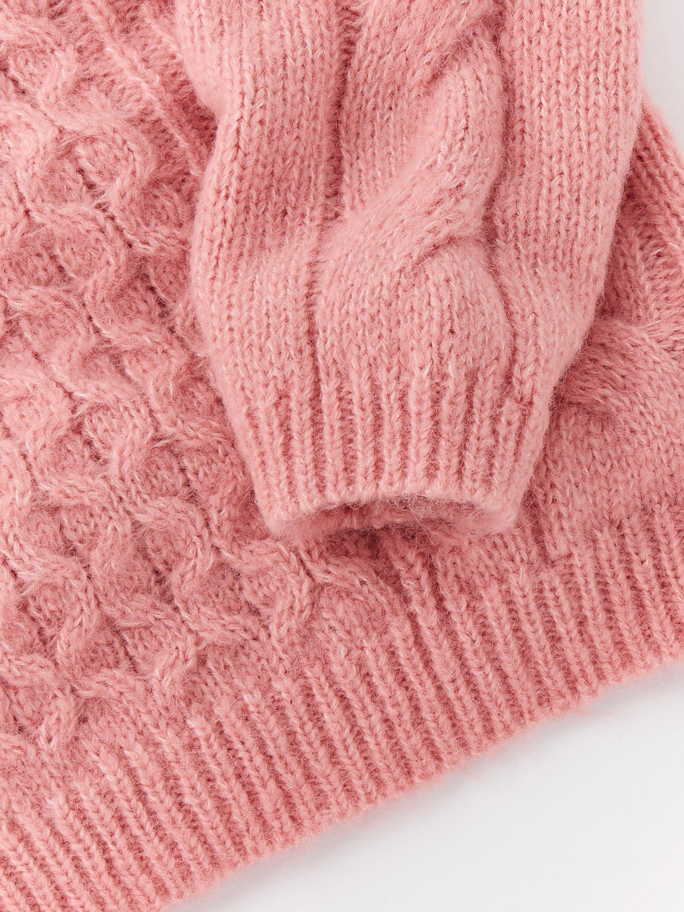 Image 4 of 4 of V by Very Girls Cable Knit Crew Jumper - Pink