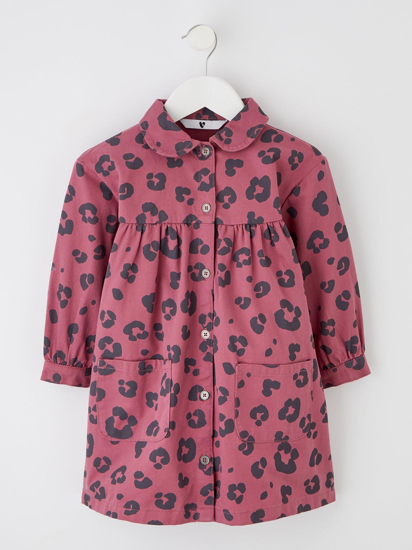 Image 1 of 4 of Mini V by Very Girls Leopard Print Twill Dress