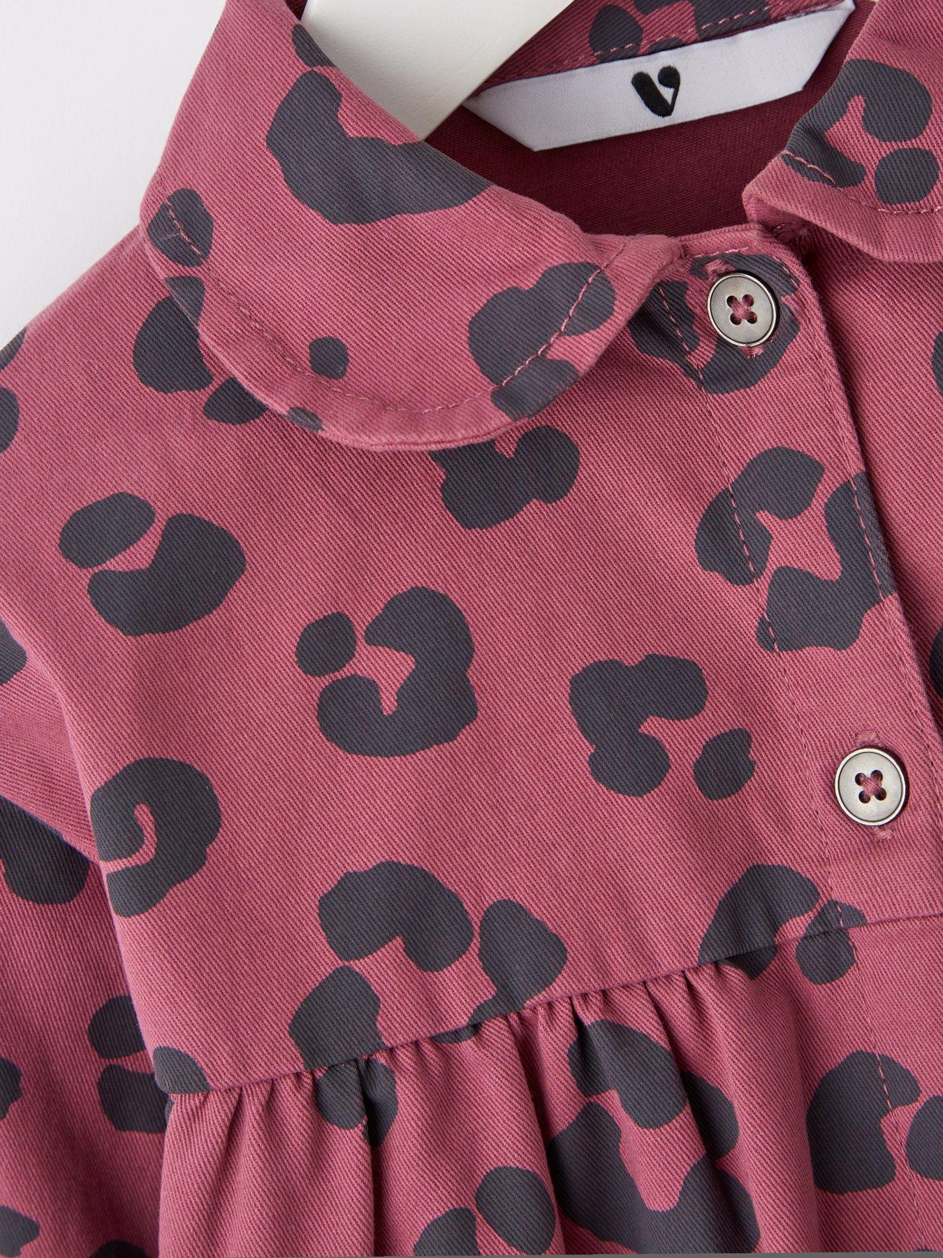Image 3 of 4 of Mini V by Very Girls Leopard Print Twill Dress