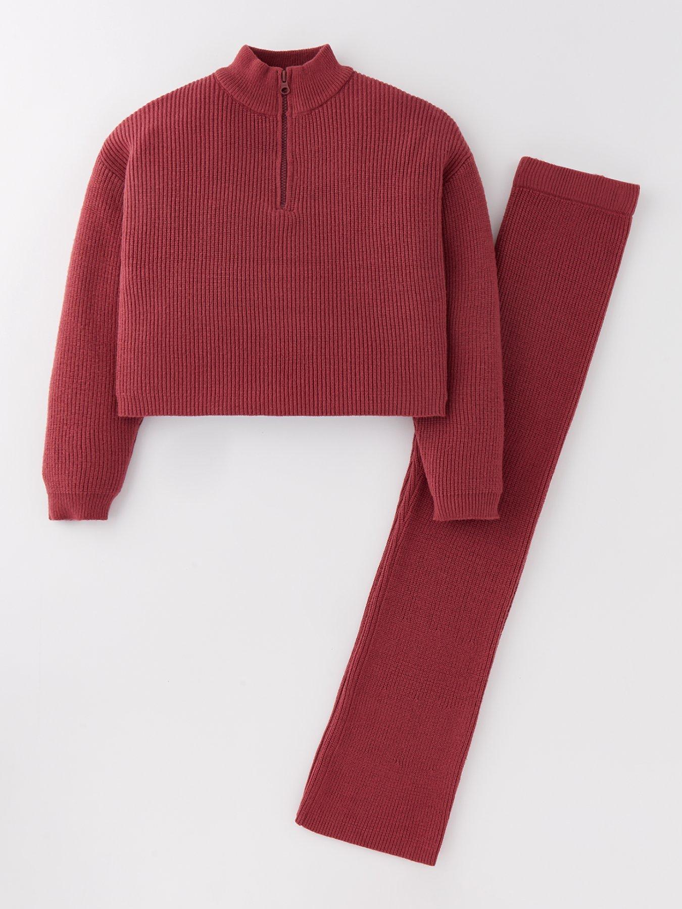 v-by-very-girls-knitted-rib-cropped-funnel-neck-jumper-and-trouser-set