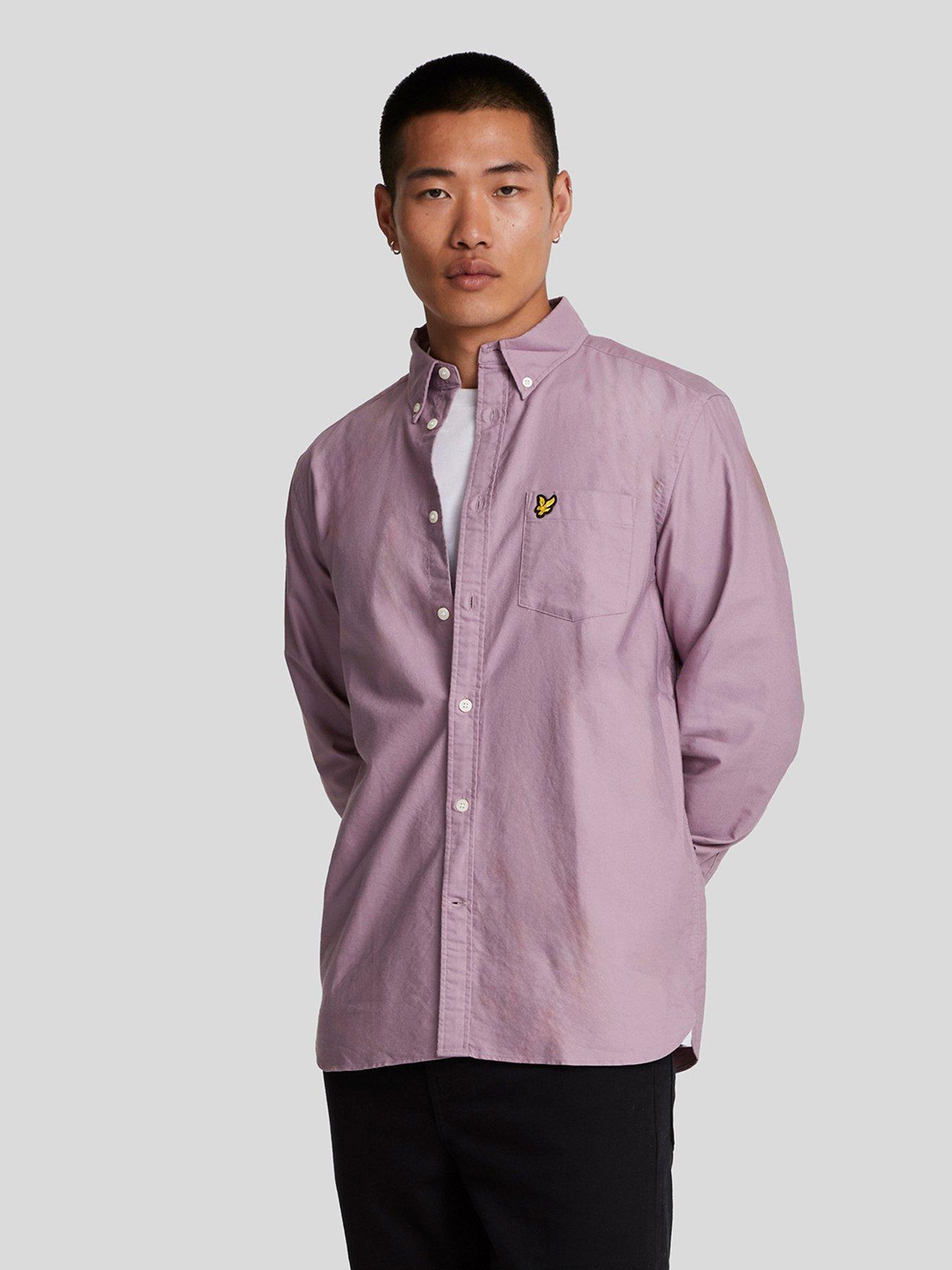 lyle-scott-lyle-amp-scott-long-sleeve-plain-regular-fit-oxford-shirt-purple