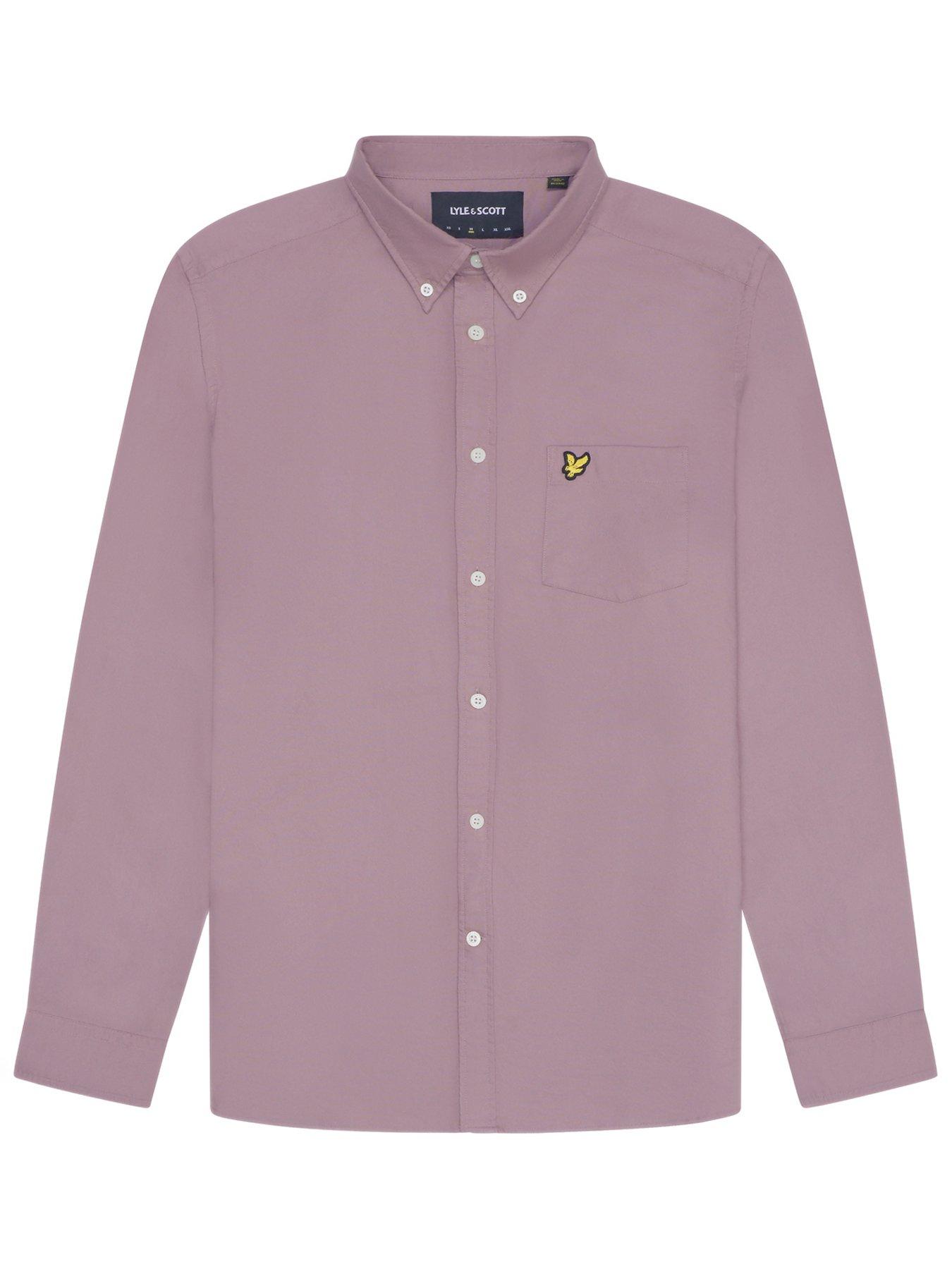 lyle-scott-lyle-amp-scott-long-sleeve-plain-regular-fit-oxford-shirt-purpledetail