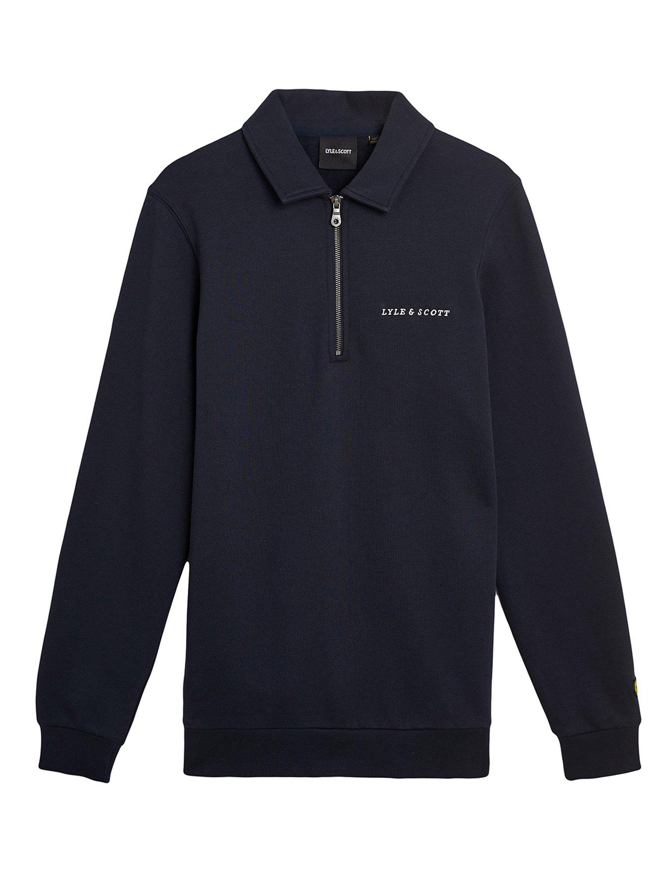 lyle-scott-lyle-amp-scott-embroidered-collared-quarter-zip-sweat-top-navydetail