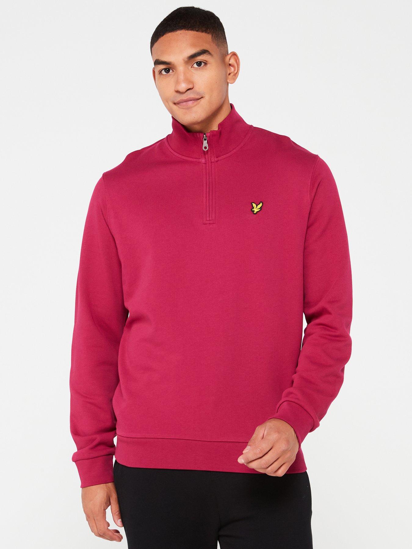 lyle-scott-loopback-quarter-zip-sweat-top-red