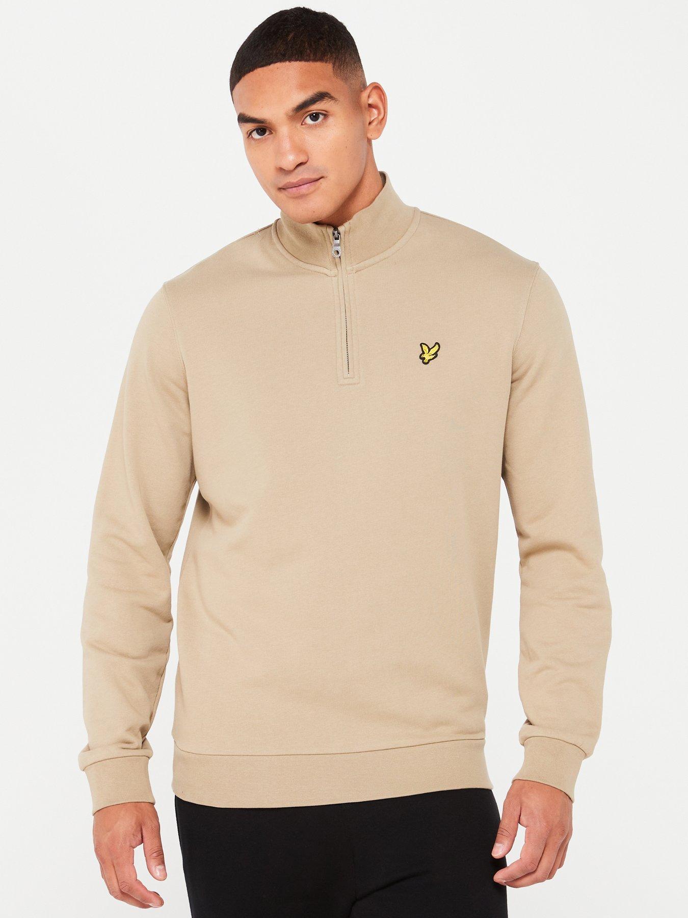 lyle-scott-loopback-quarter-zip-sweat-top-khaki