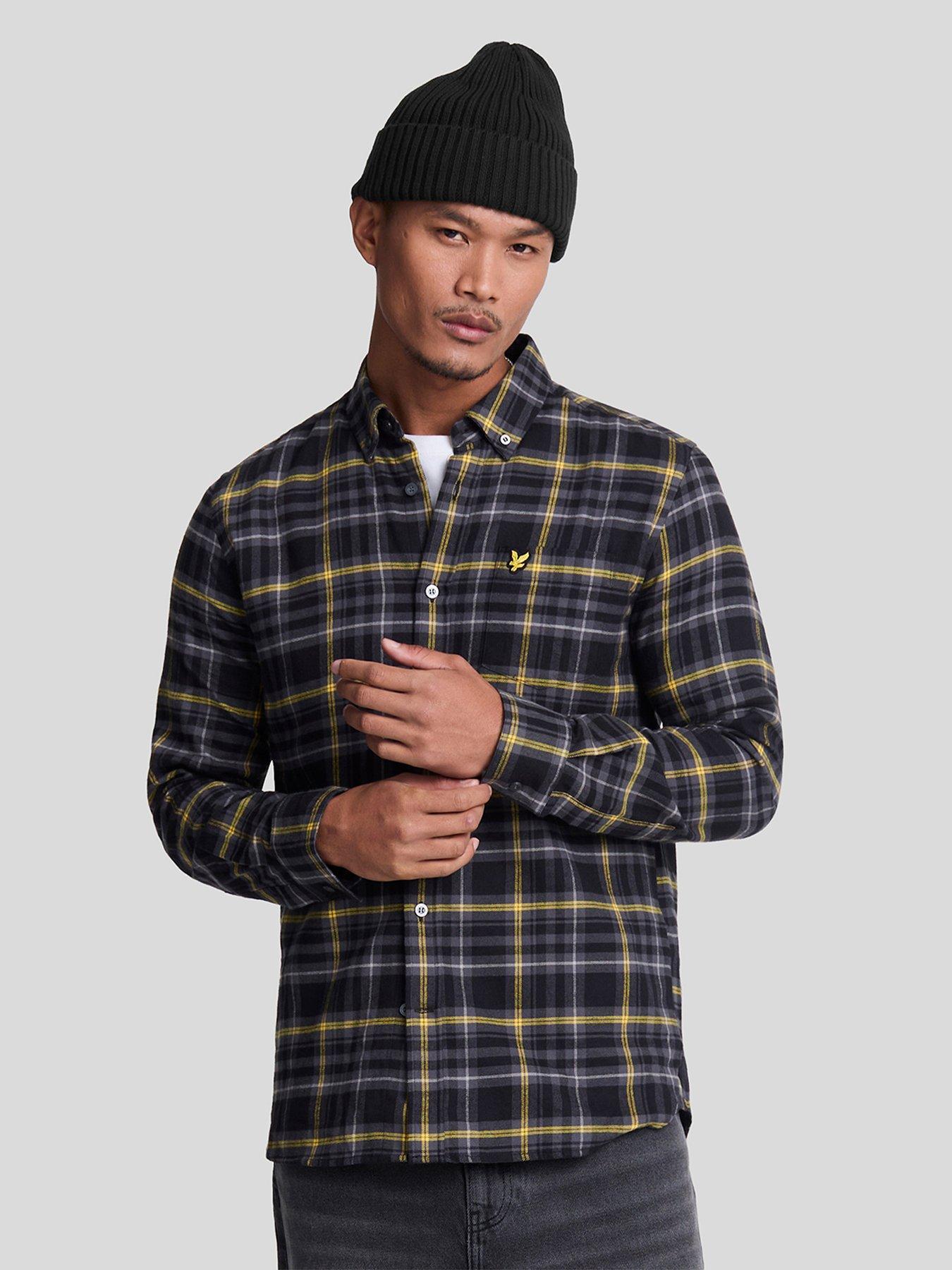 lyle-scott-lyle-amp-scott-long-sleeve-check-flannel-shirt-blackfront