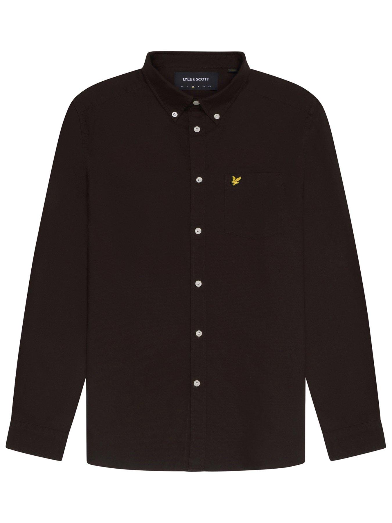 lyle-scott-lyle-amp-scott-long-sleeve-plain-regular-fit-oxford-shirt-dark-browndetail