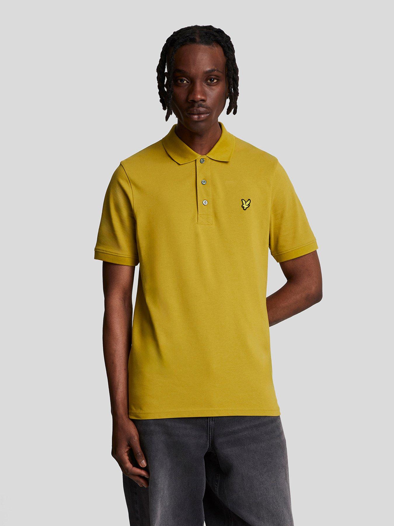 lyle-scott-lyle-amp-scott-short-sleeve-regular-fit-plain-polo-shirt-dark-yellow