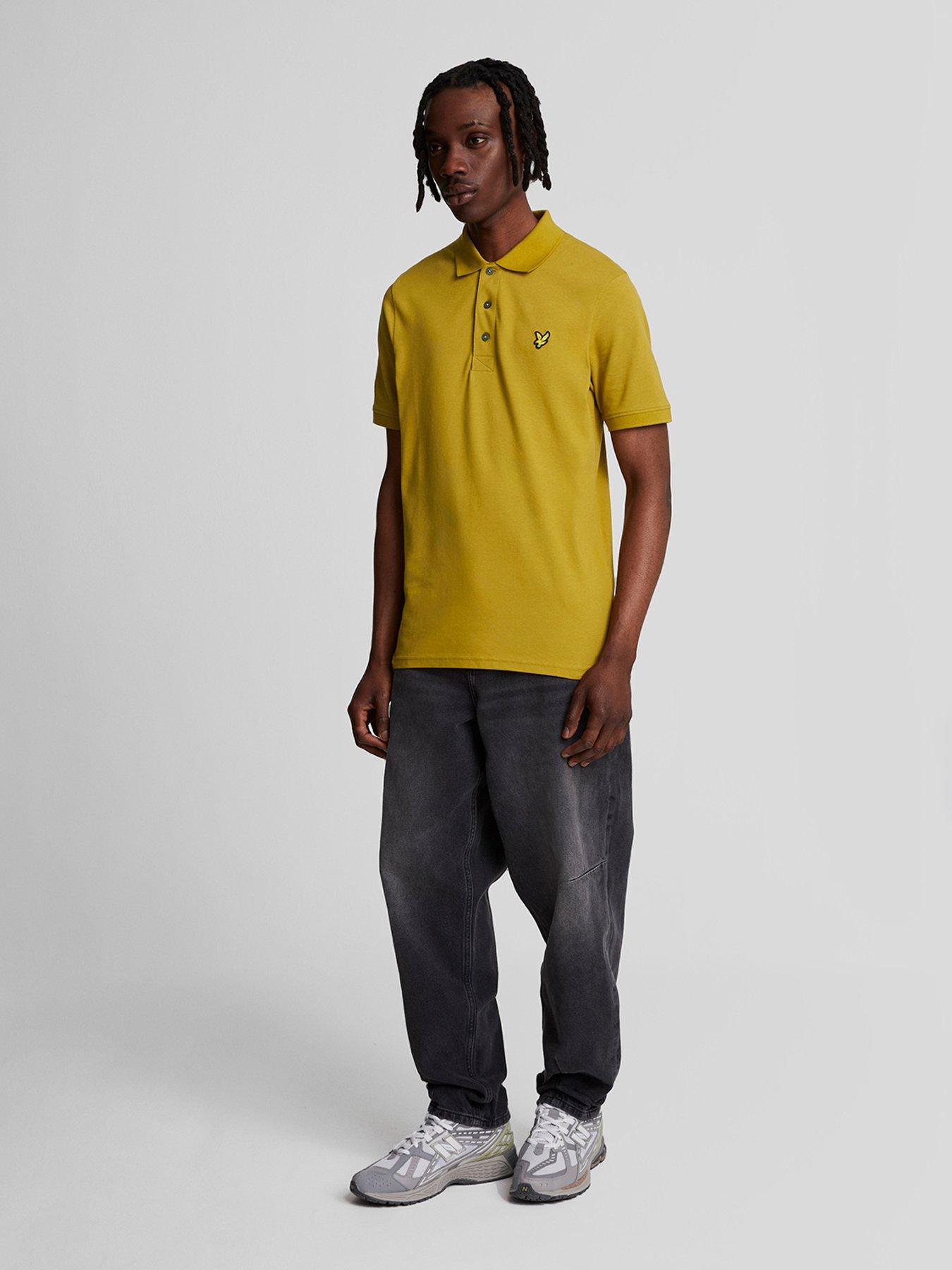 lyle-scott-lyle-amp-scott-short-sleeve-regular-fit-plain-polo-shirt-dark-yellowback