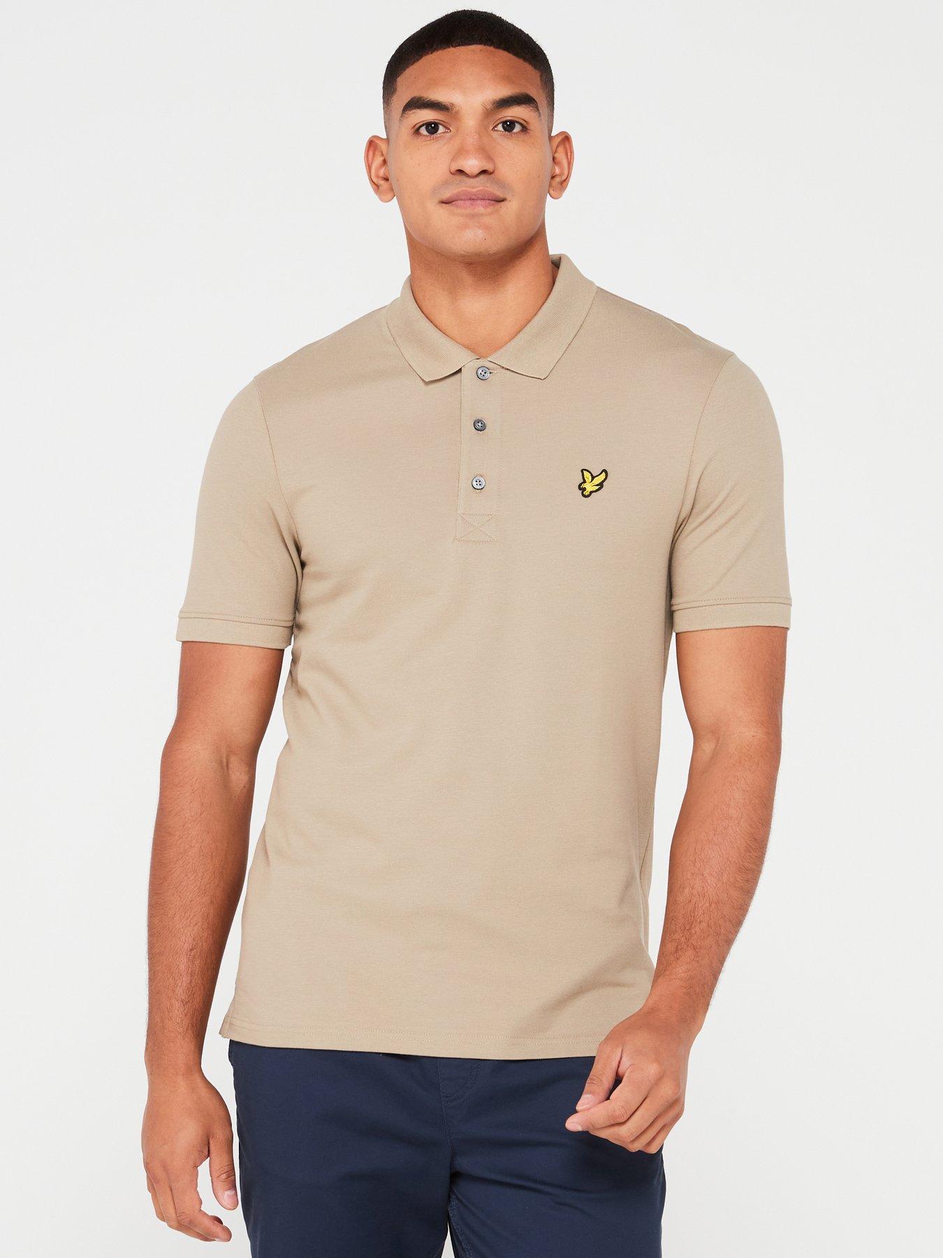 lyle-scott-lyle-amp-scott-short-sleeve-regular-fit-plain-polo-shirt-khaki