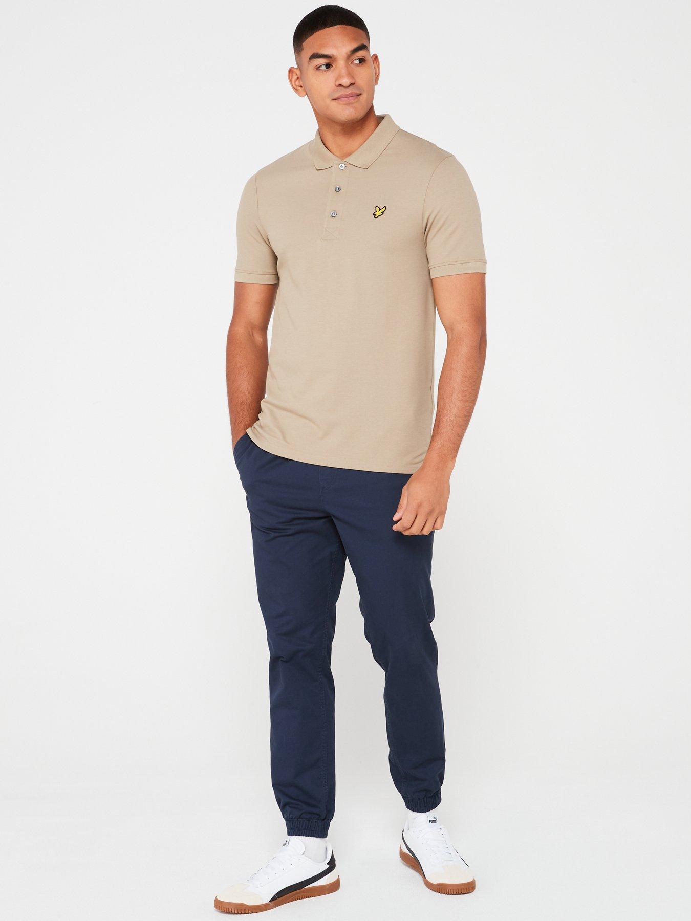 lyle-scott-lyle-amp-scott-short-sleeve-regular-fit-plain-polo-shirt-khakiback