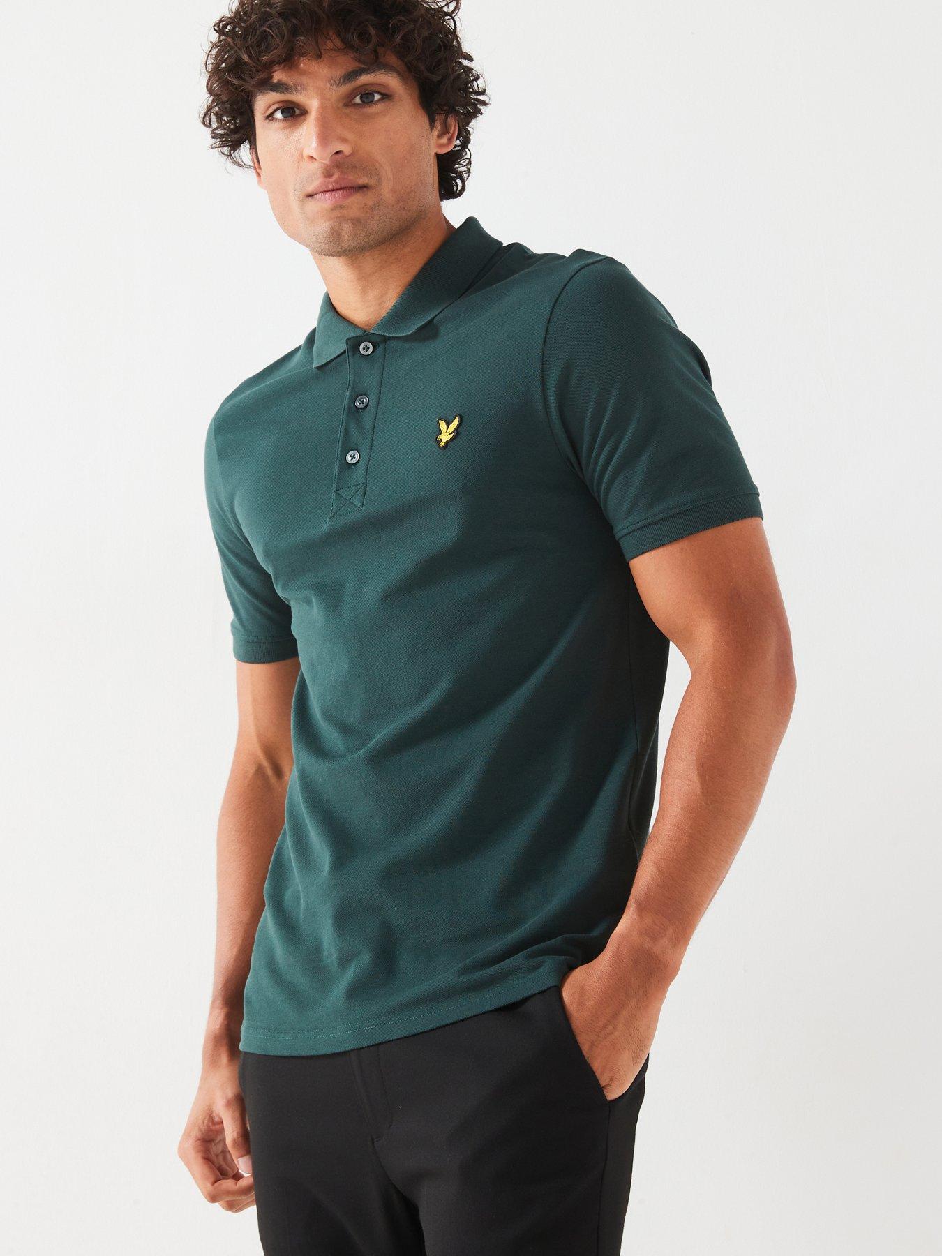 lyle-scott-lyle-amp-scott-short-sleeve-regular-fit-plain-polo-shirt-dark-green