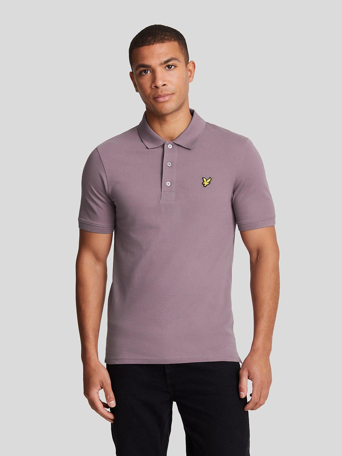 lyle-scott-lyle-amp-scott-short-sleeve-regular-fit-plain-polo-shirt-purple