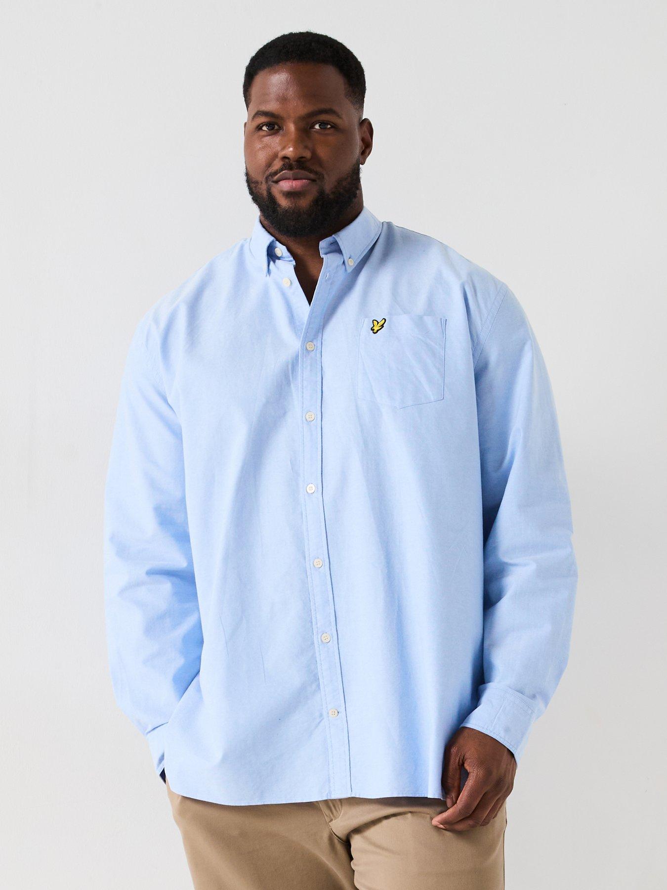 lyle-scott-big-tall-long-sleeve-plain-oxford-shirt-blue