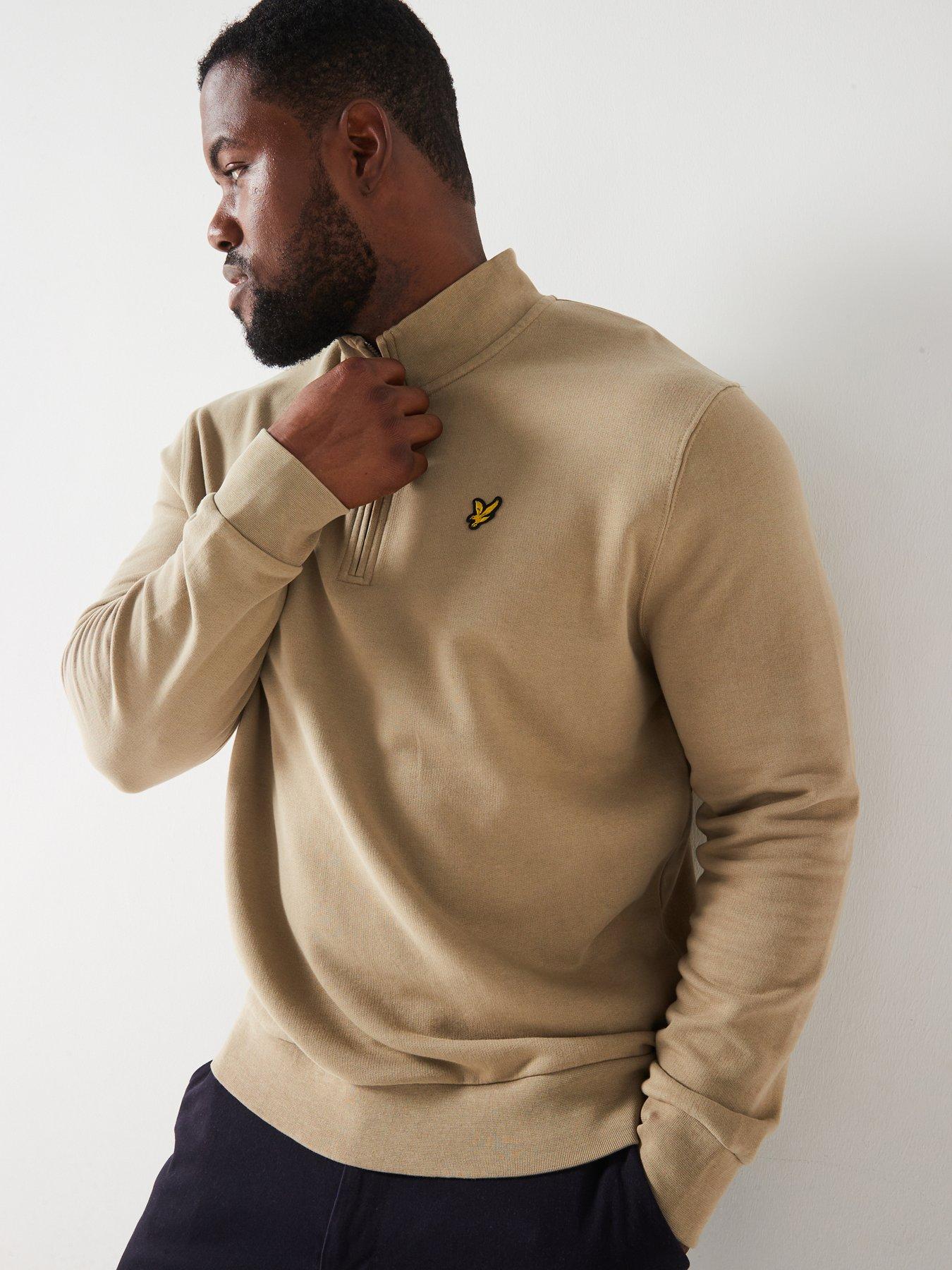 lyle-scott-big-amp-tall-loopback-quarter-zip-sweat-top-khaki