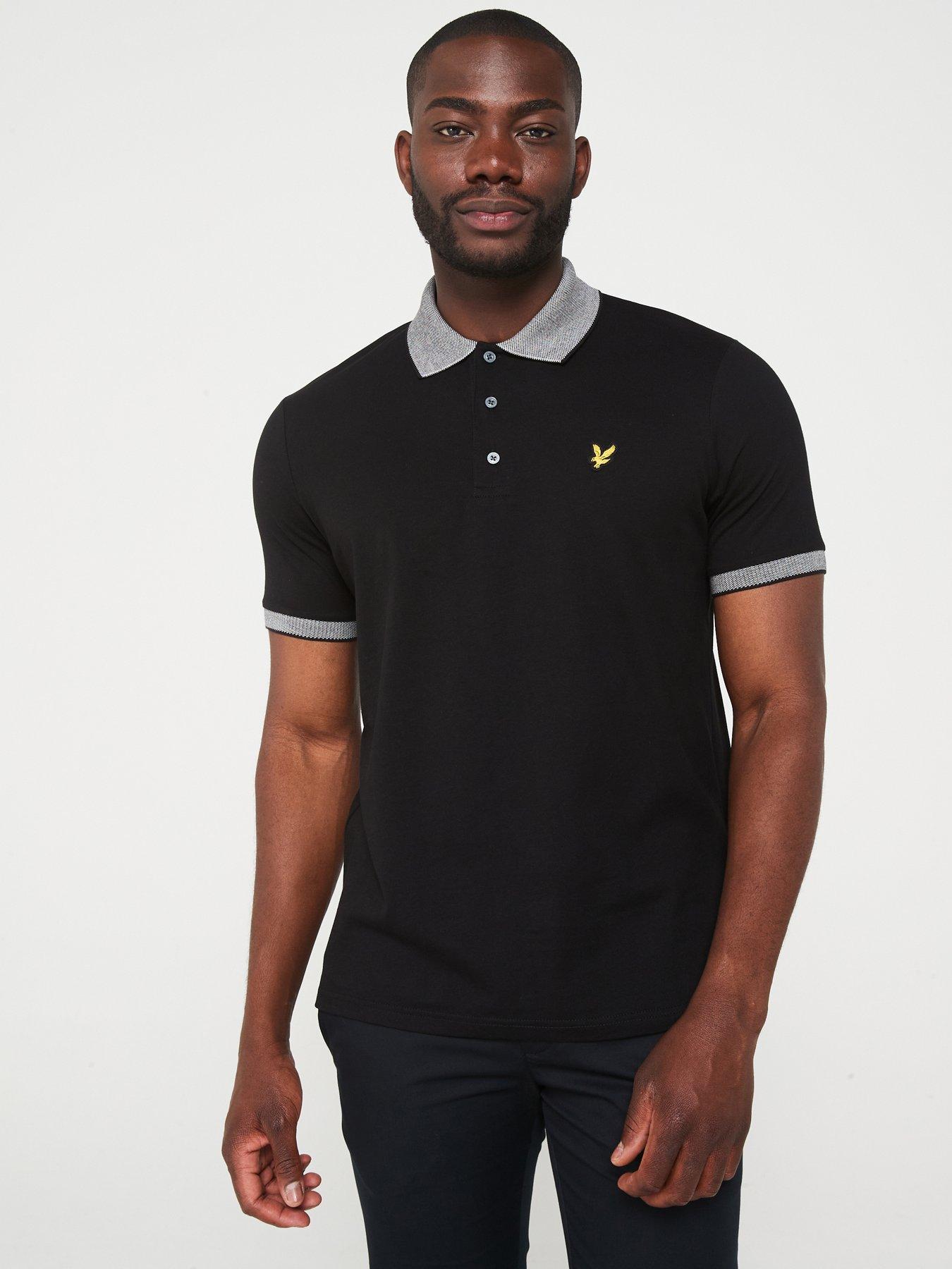 lyle-scott-lyle-amp-scott-short-sleeve-branded-tipped-regular-fit-polo-shirt-black