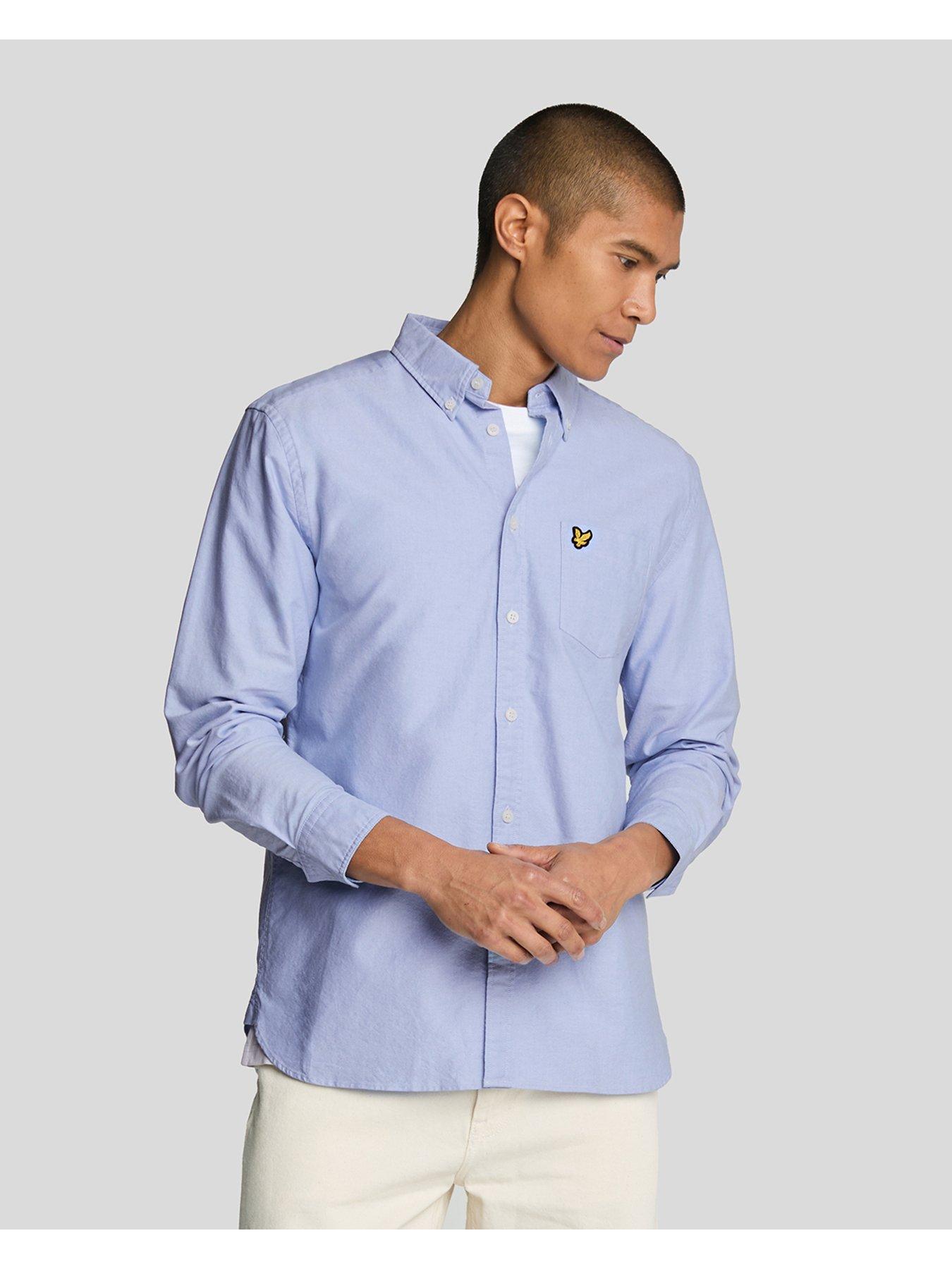 lyle-scott-long-sleeve-regular-fit-plain-oxford-shirt-blue