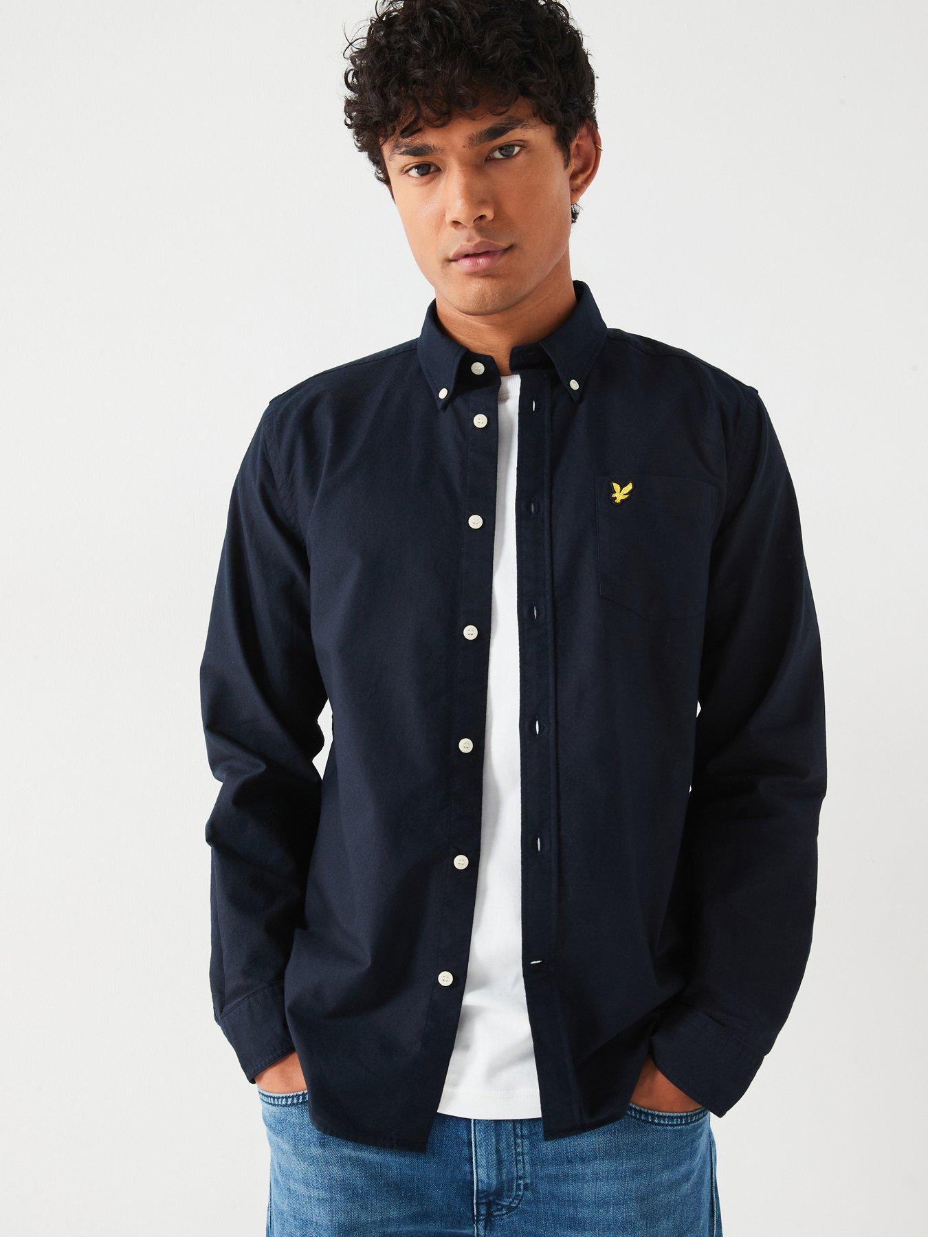 lyle-scott-lyle-amp-scott-long-sleeve-regular-fit-plain-oxford-shirt-navy