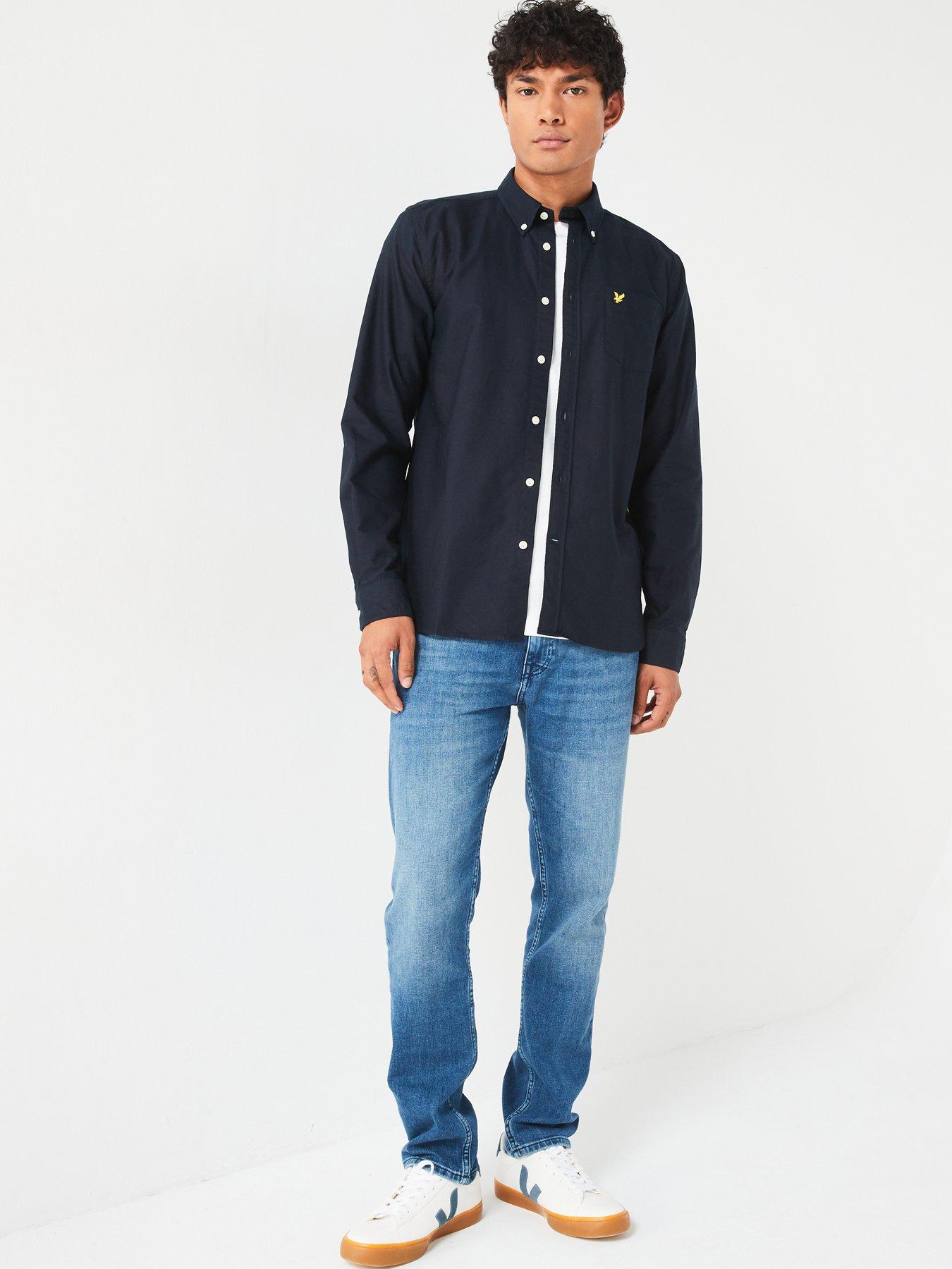 lyle-scott-lyle-amp-scott-long-sleeve-regular-fit-plain-oxford-shirt-navyback