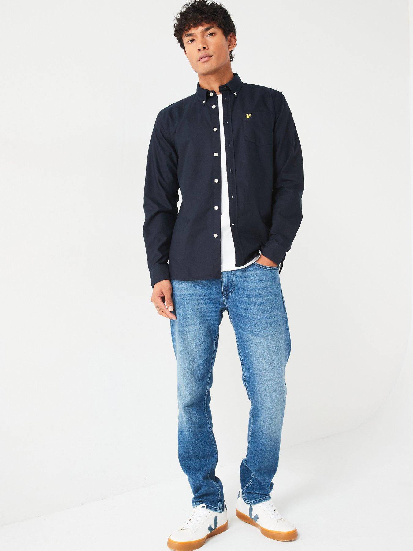 lyle-scott-lyle-amp-scott-long-sleeve-regular-fit-plain-oxford-shirt-navydetail