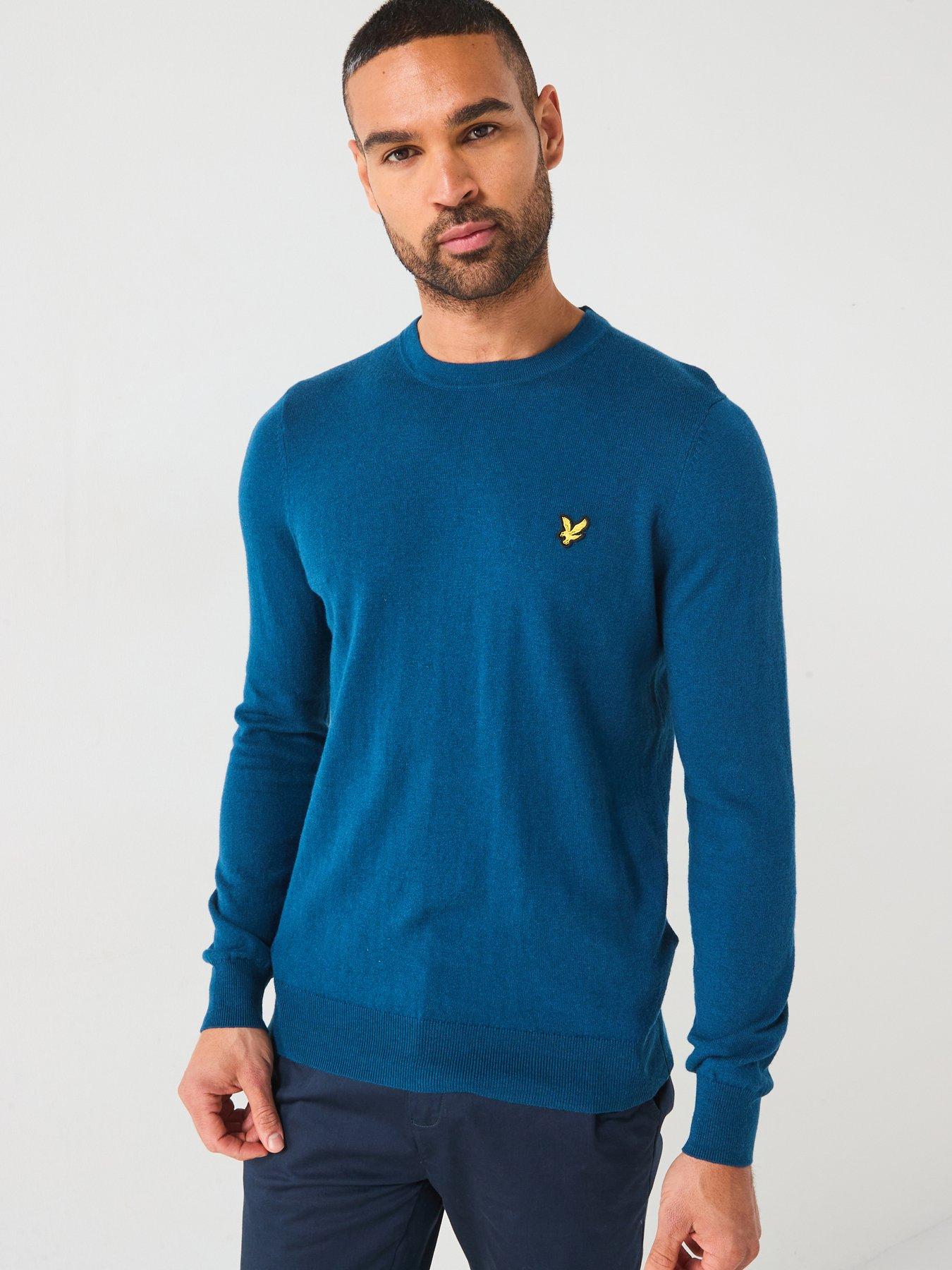 lyle-scott-cotton-merino-crew-knitted-jumper-dark-greenfront