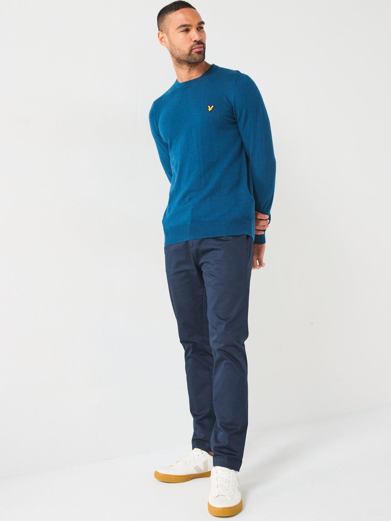 lyle-scott-cotton-merino-crew-knitted-jumper-dark-greenoutfit