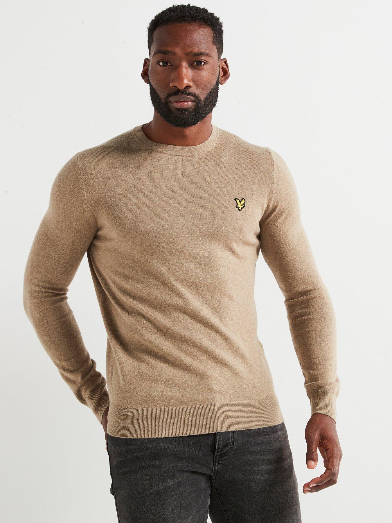 lyle-scott-cotton-merino-crew-knitted-jumper-beige